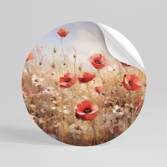 POPPY DREAMSCAPE Αυτοκόλλητη Αφίσα στρογγυλή