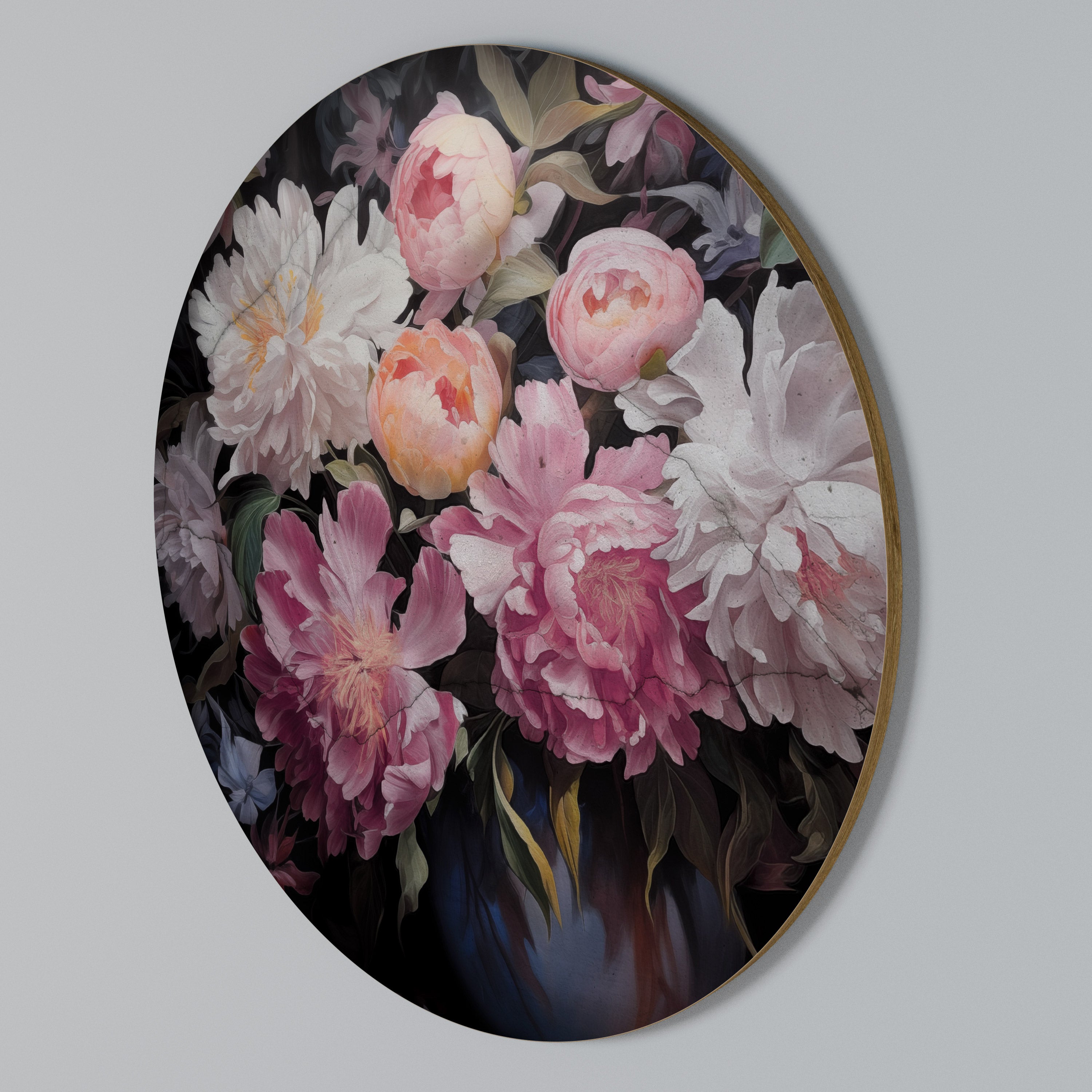 CRASHED PEONIES Στρογγυλός πίνακας ζωγραφικής