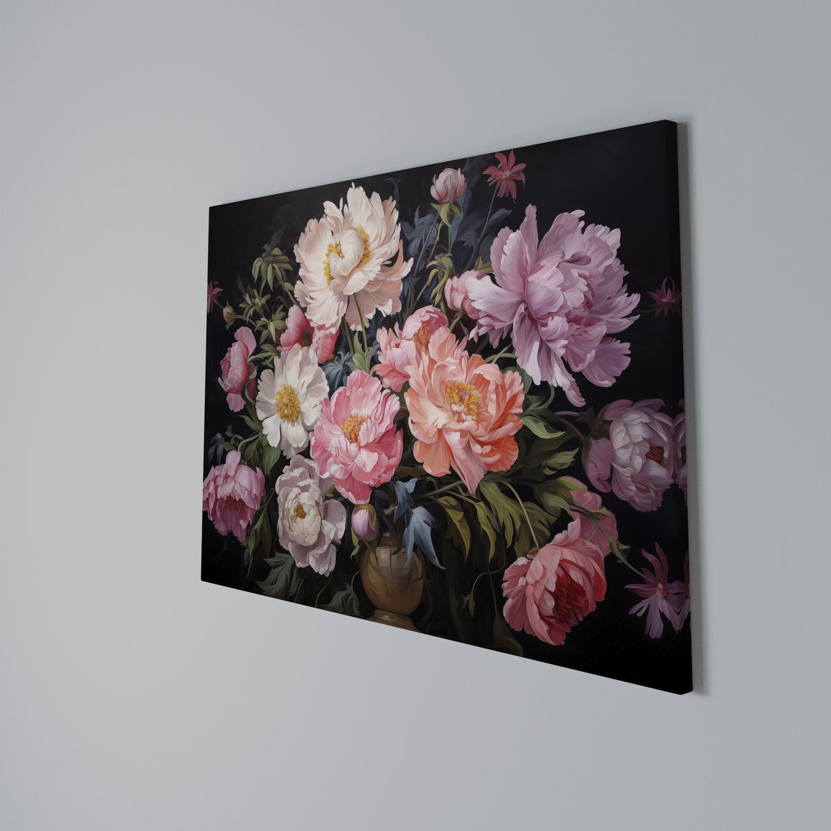 PEONIES BLOSSOM Horizontal Canvas Print