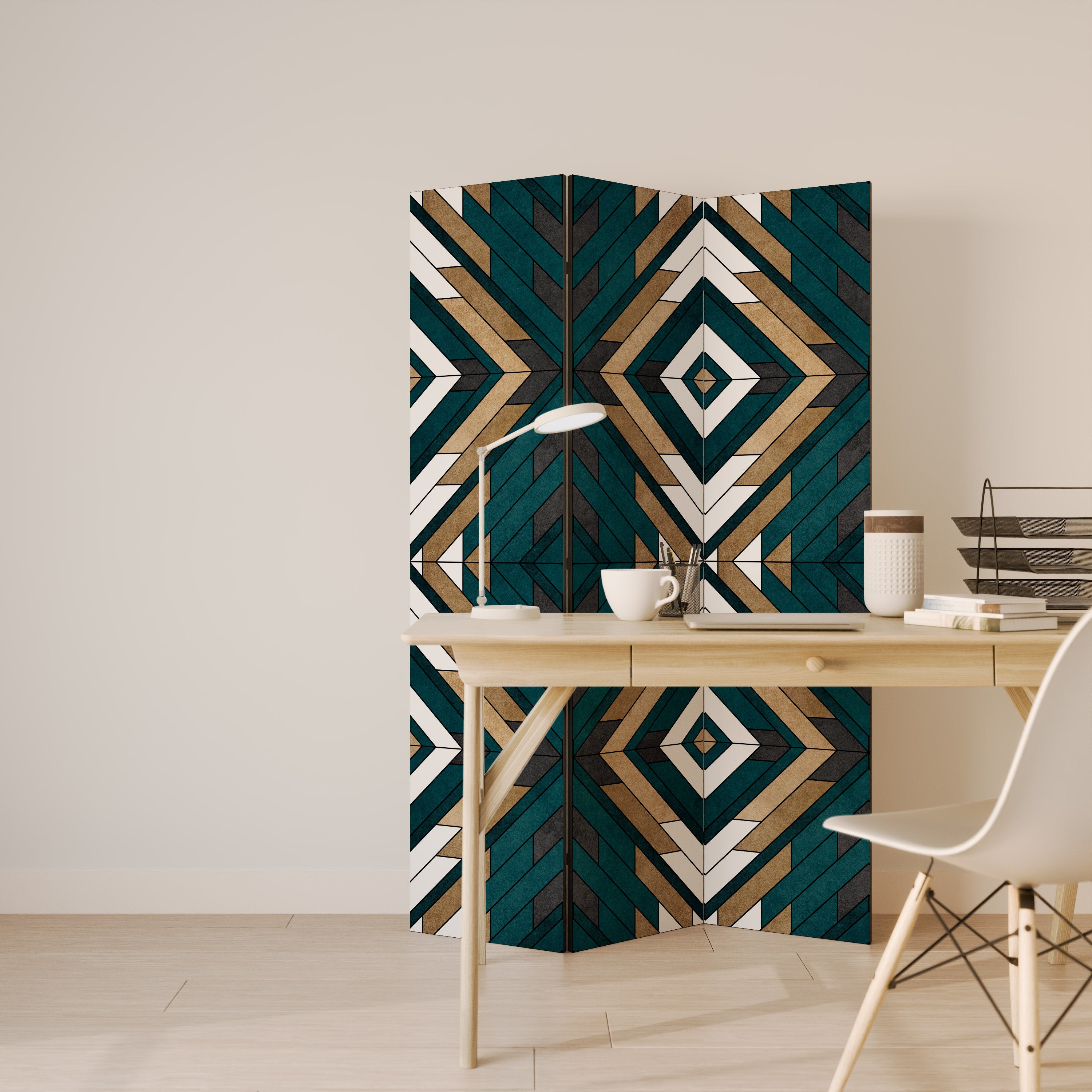 ARTISTIC GEOMETRY 3-Panel Room Divider