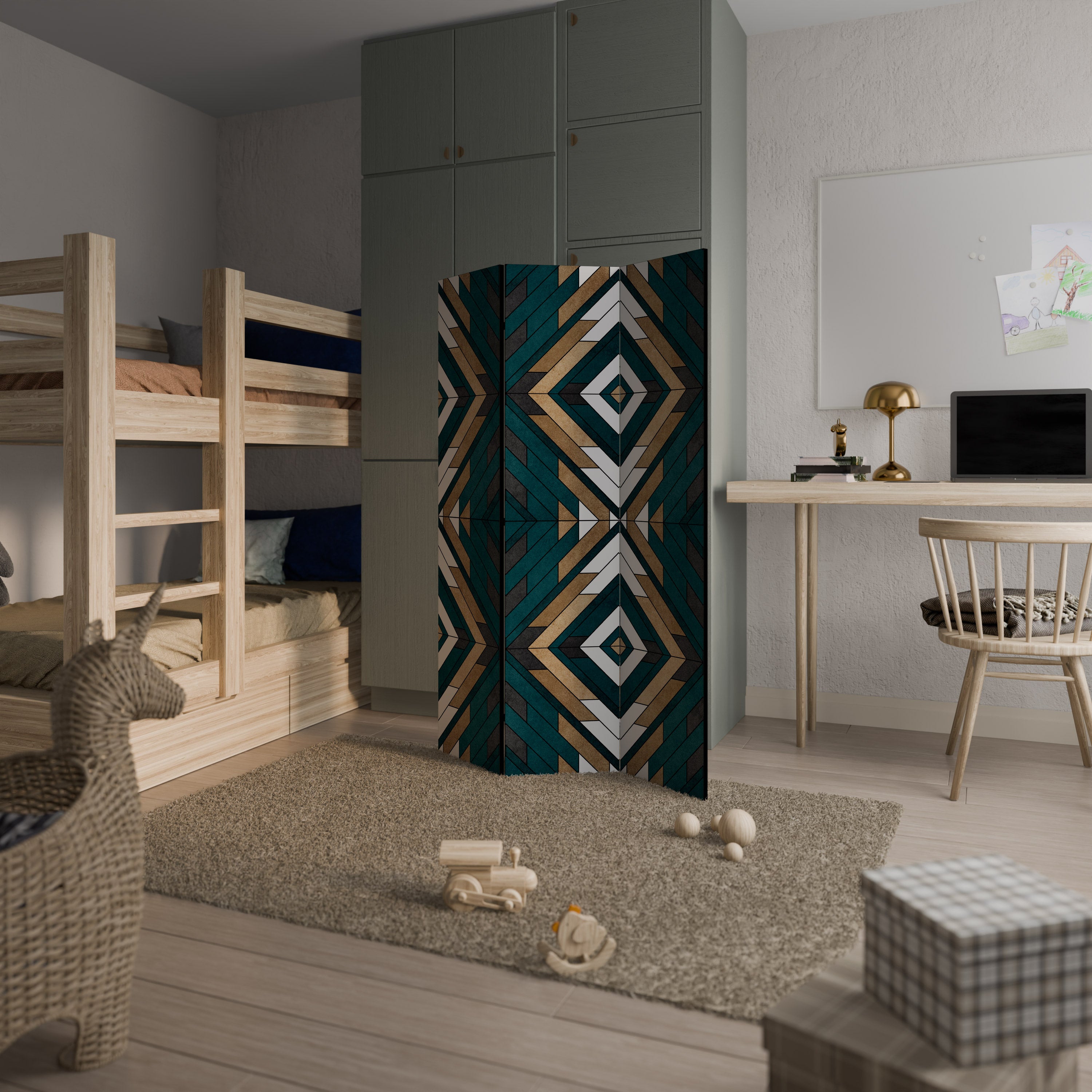 ARTISTIC GEOMETRY 3-Panel Room Divider