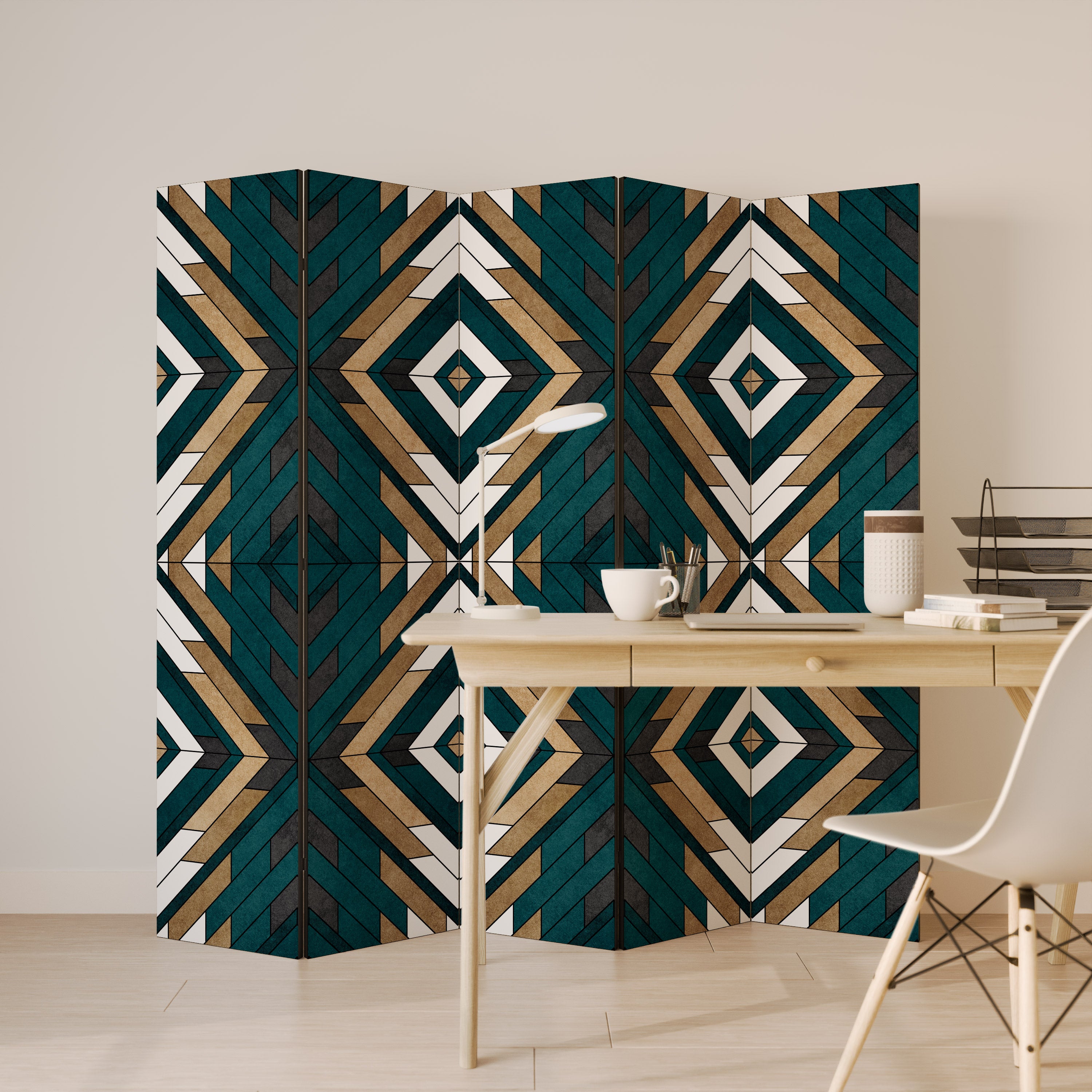 ARTISTIC GEOMETRY 5-Panel Room Divider