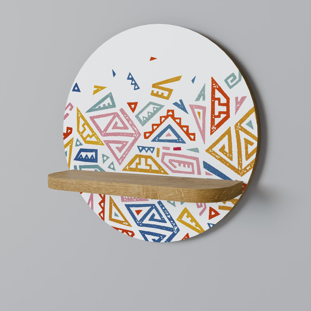 ANGULAR FEELING Round Art Shelf In Oak Effect