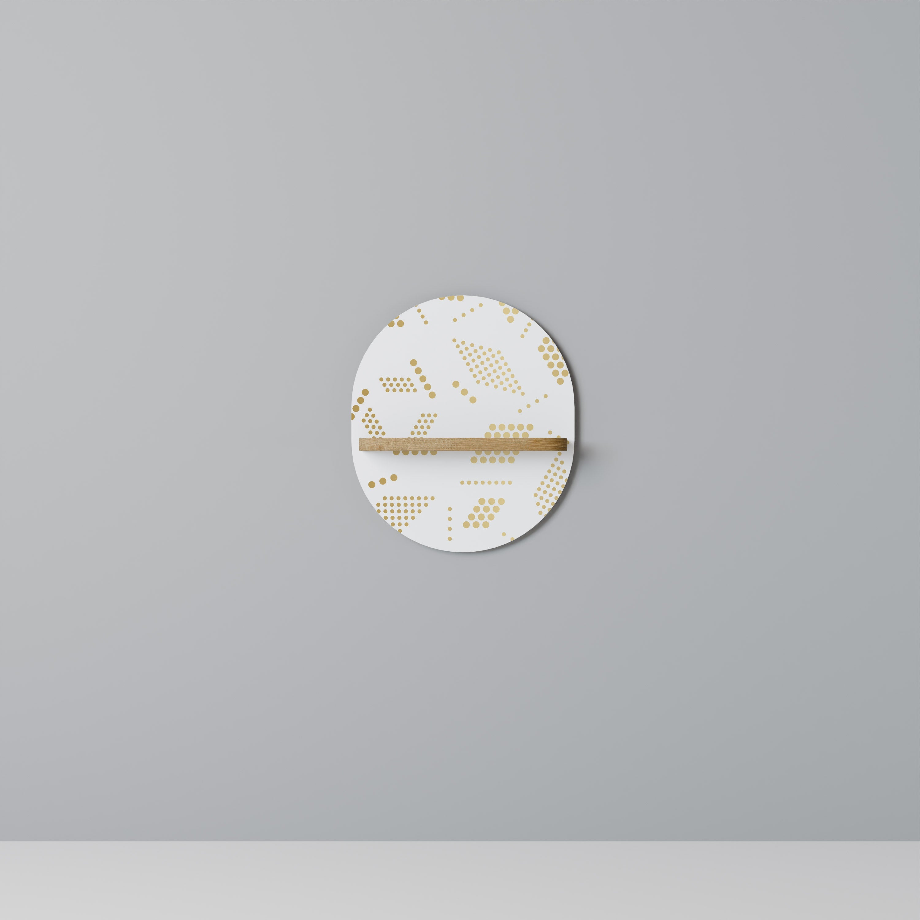 SPOTTED DAZE Oval Art Shelf In Oak Effect