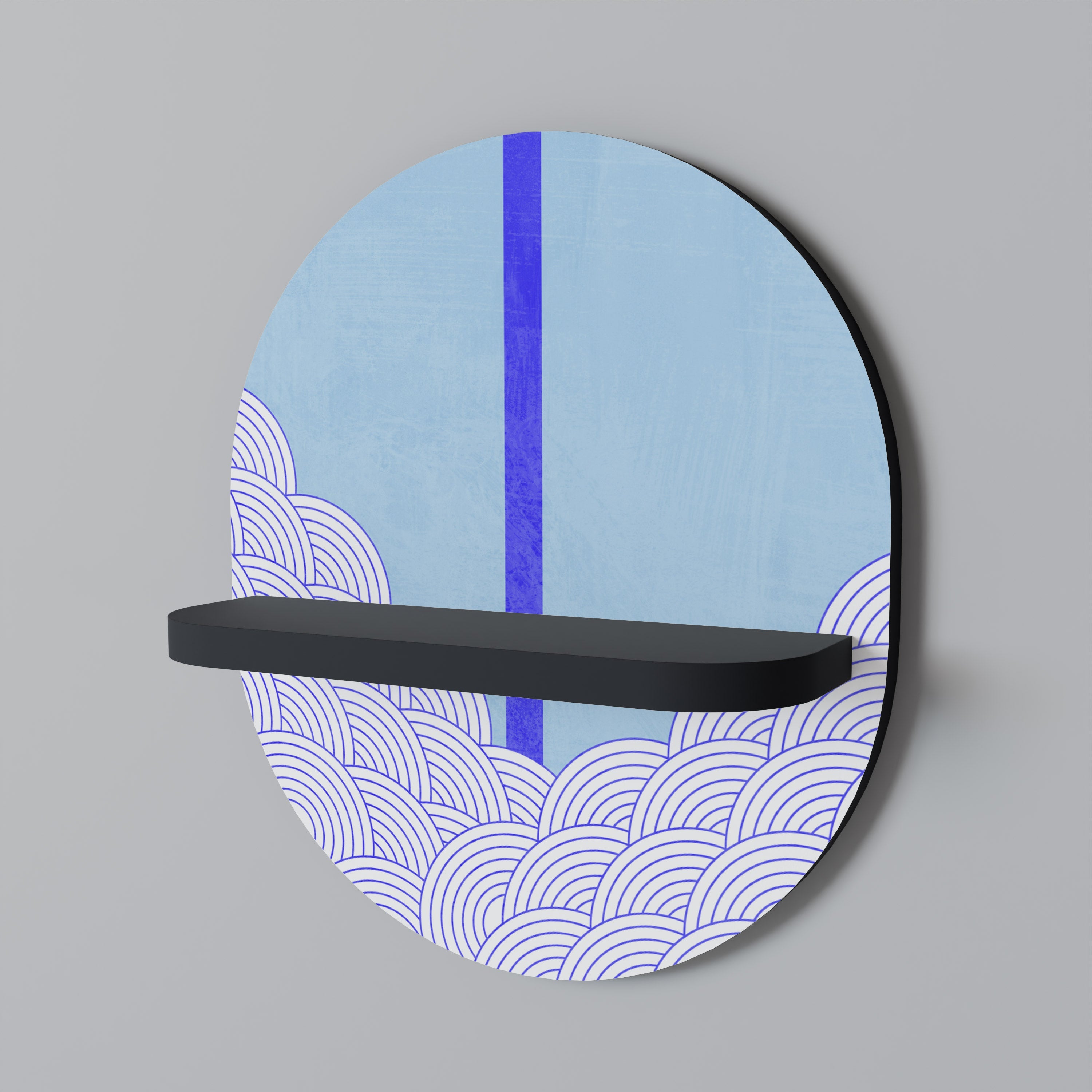 Οβάλ ράφι τέχνης TIDAL STRIPE σε μαύρο φινίρισμα