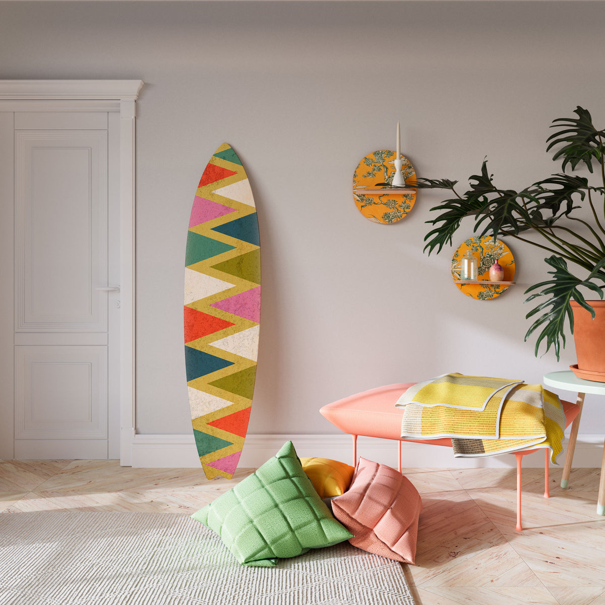 COLORFUL TRIANGLES Surfboard Decorative Panel