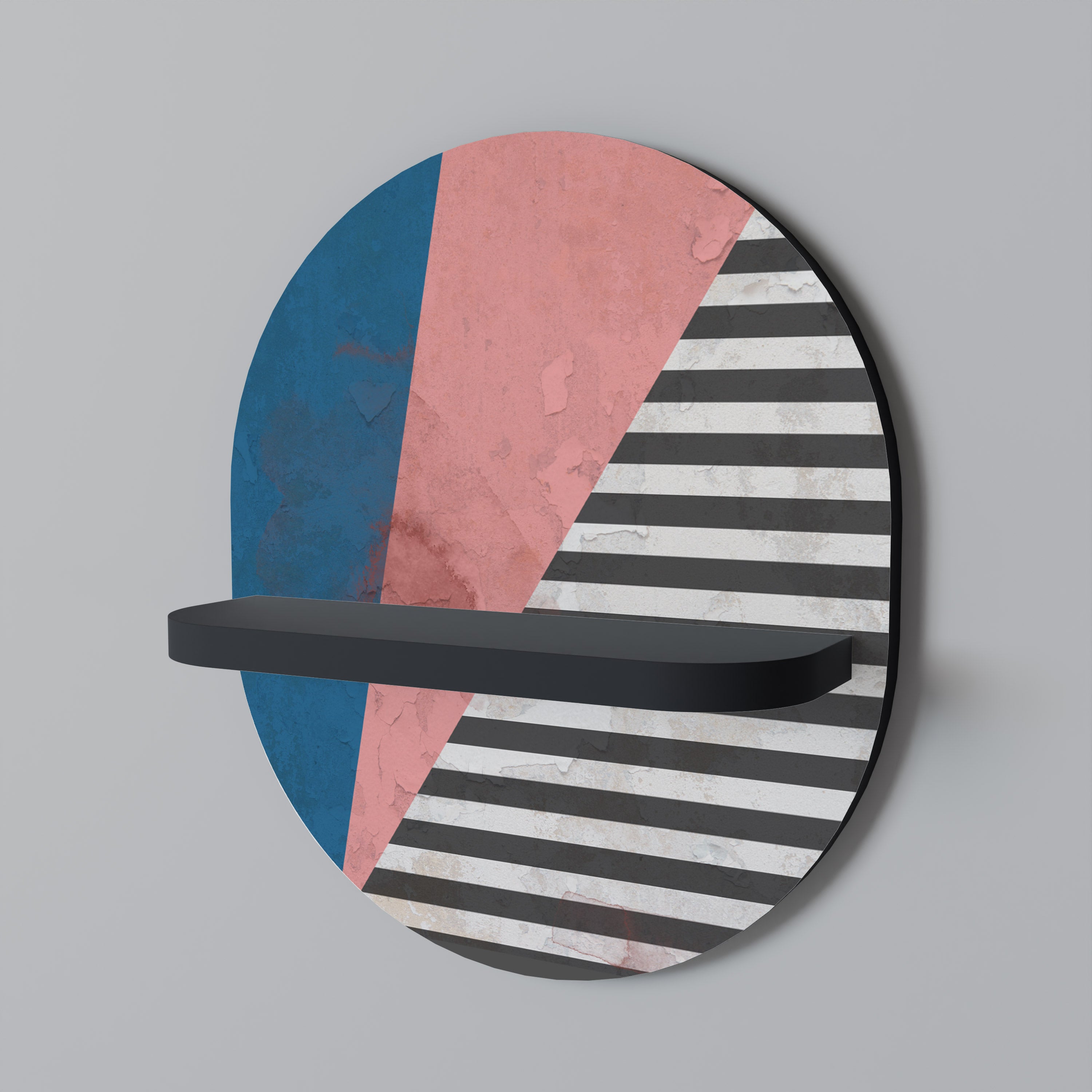 Οβάλ Ράφι Τέχνης GLAMOROUS STRIPE σε Μαύρο Φινίρισμα