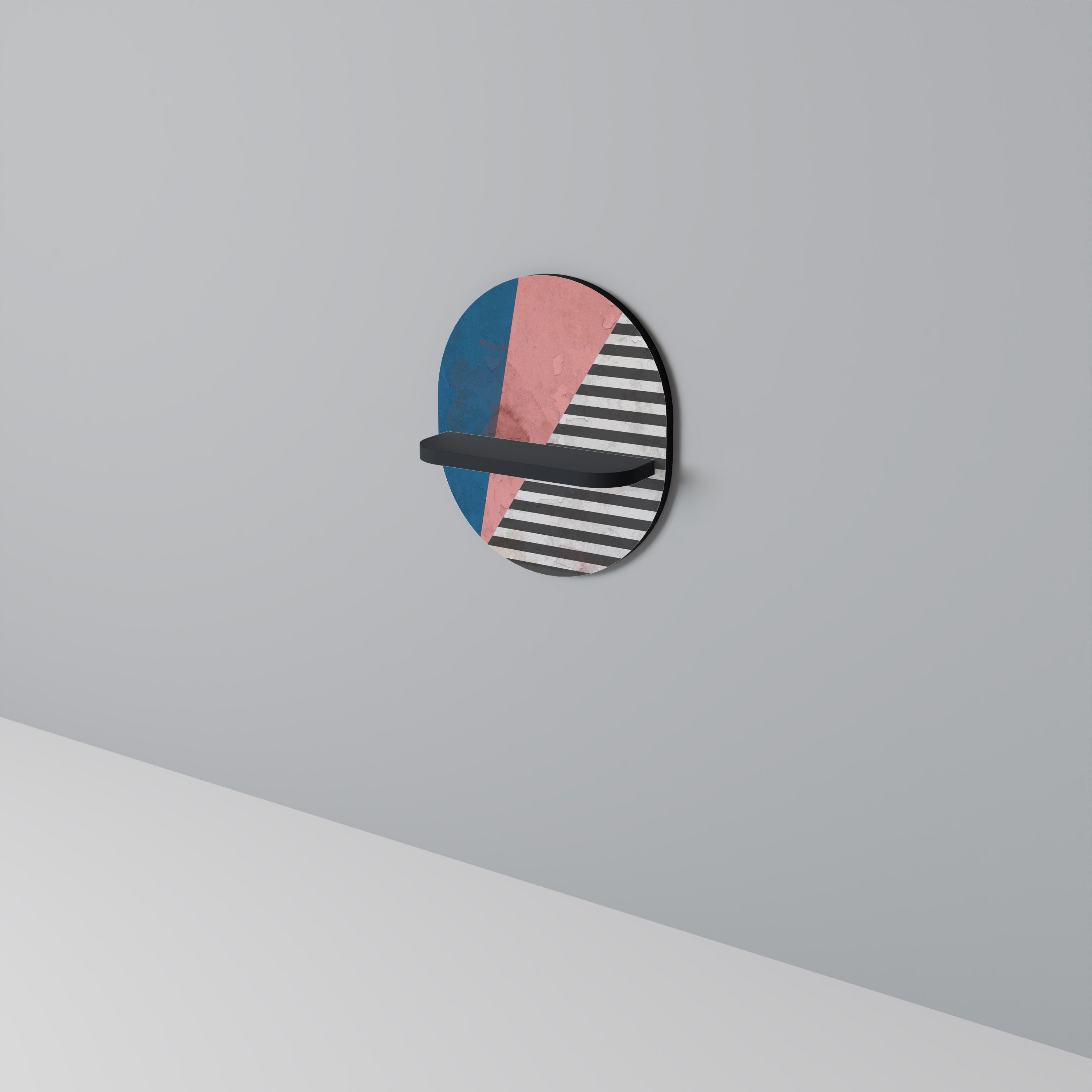 Οβάλ Ράφι Τέχνης GLAMOROUS STRIPE σε Μαύρο Φινίρισμα