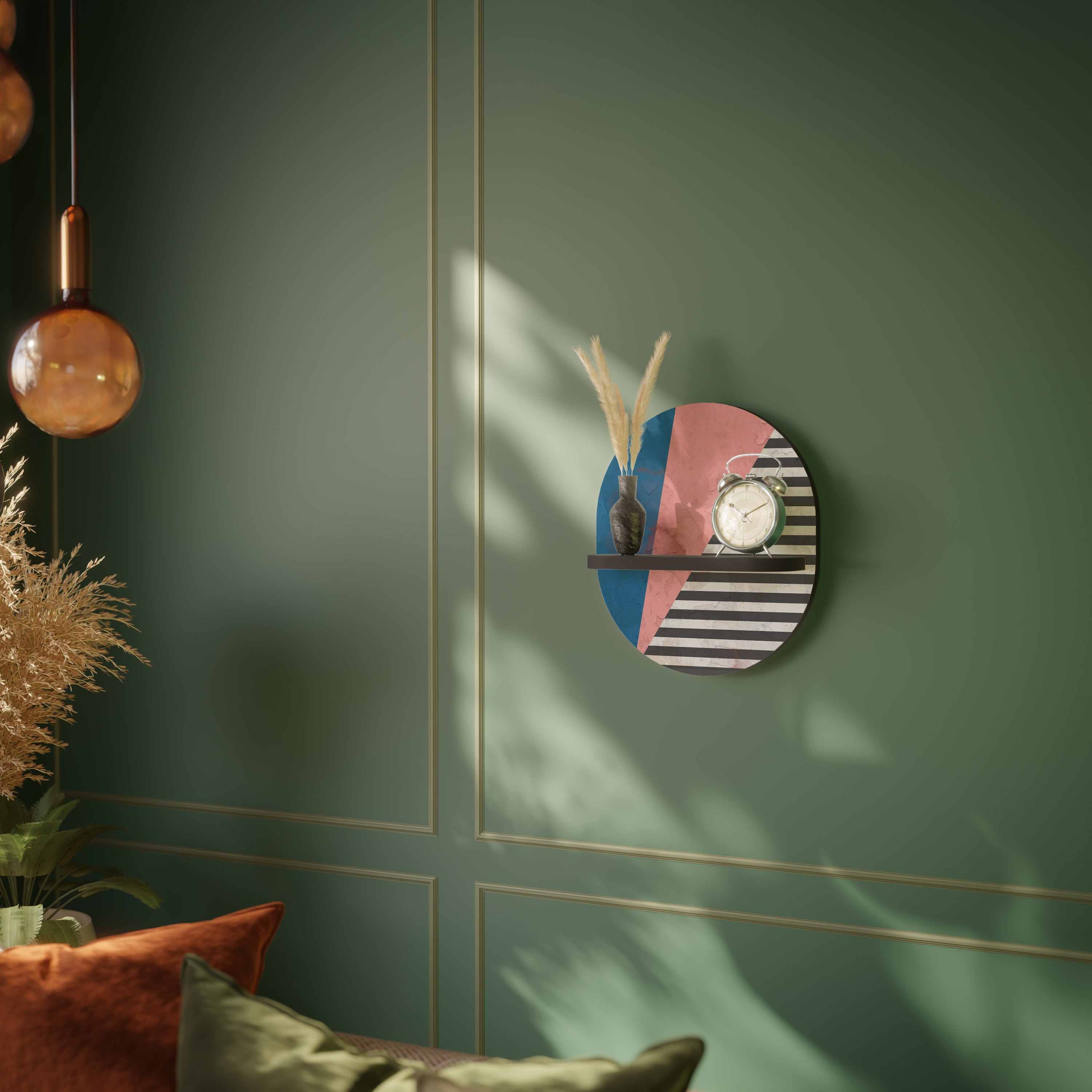Οβάλ Ράφι Τέχνης GLAMOROUS STRIPE σε Μαύρο Φινίρισμα