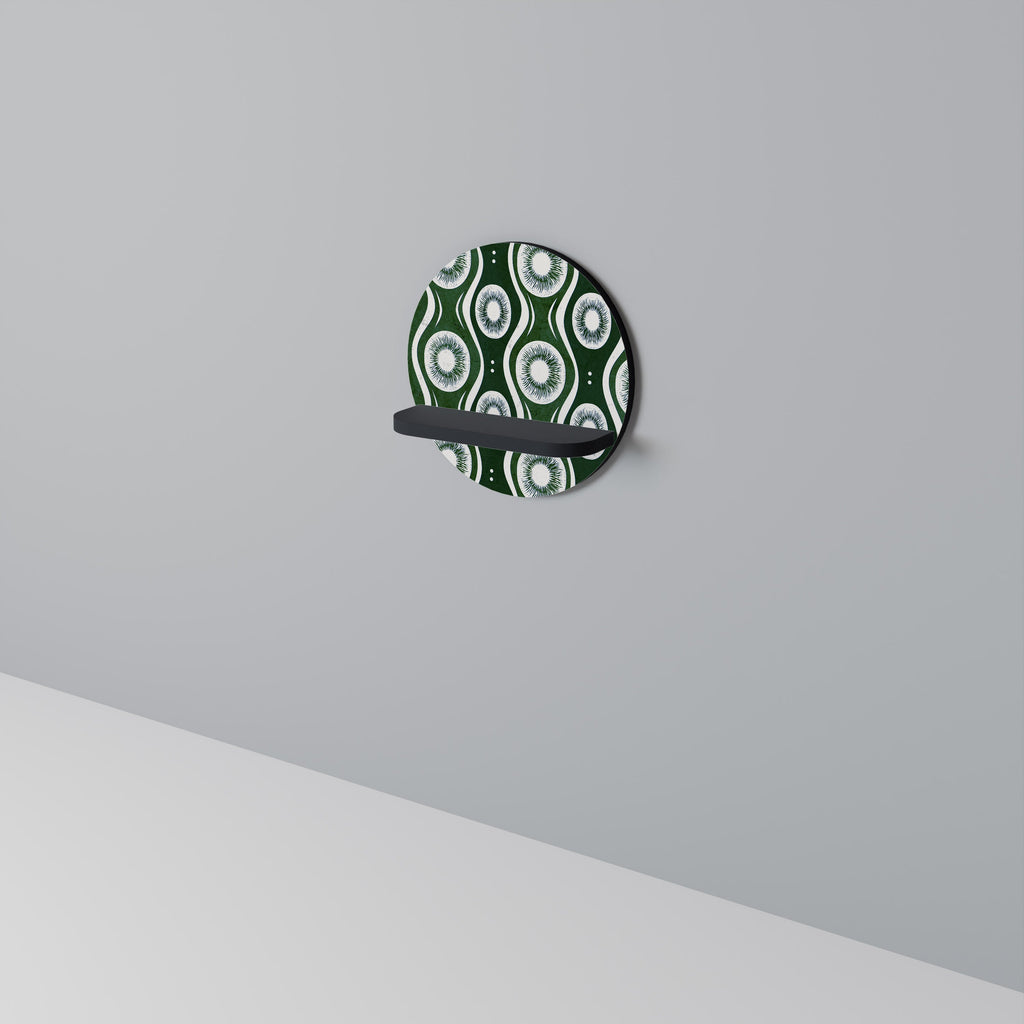 GREEN EYES Round Art Shelf In Black Finish