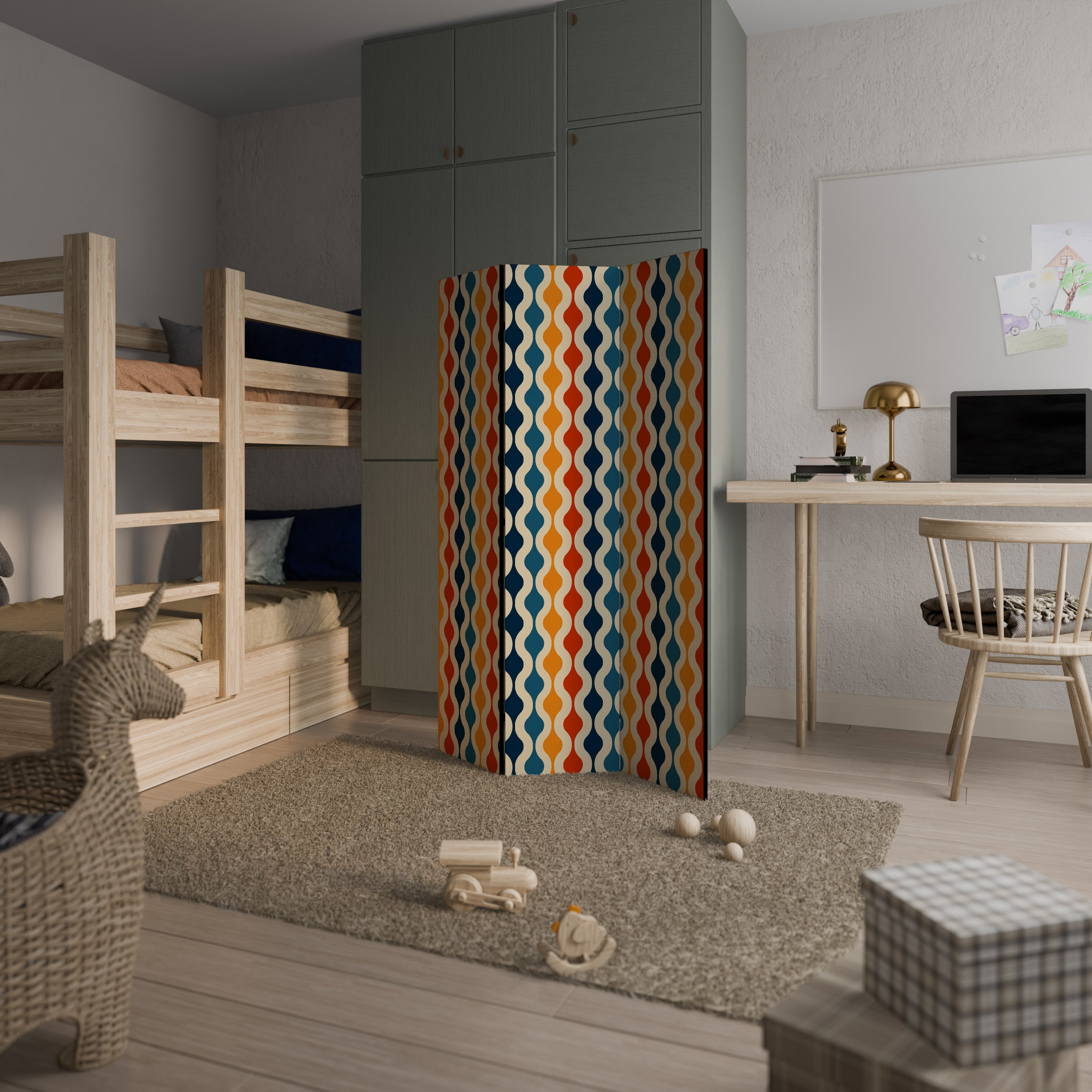 COLORFUL NOSTALGIA Decorative 3-Panel Room Divider