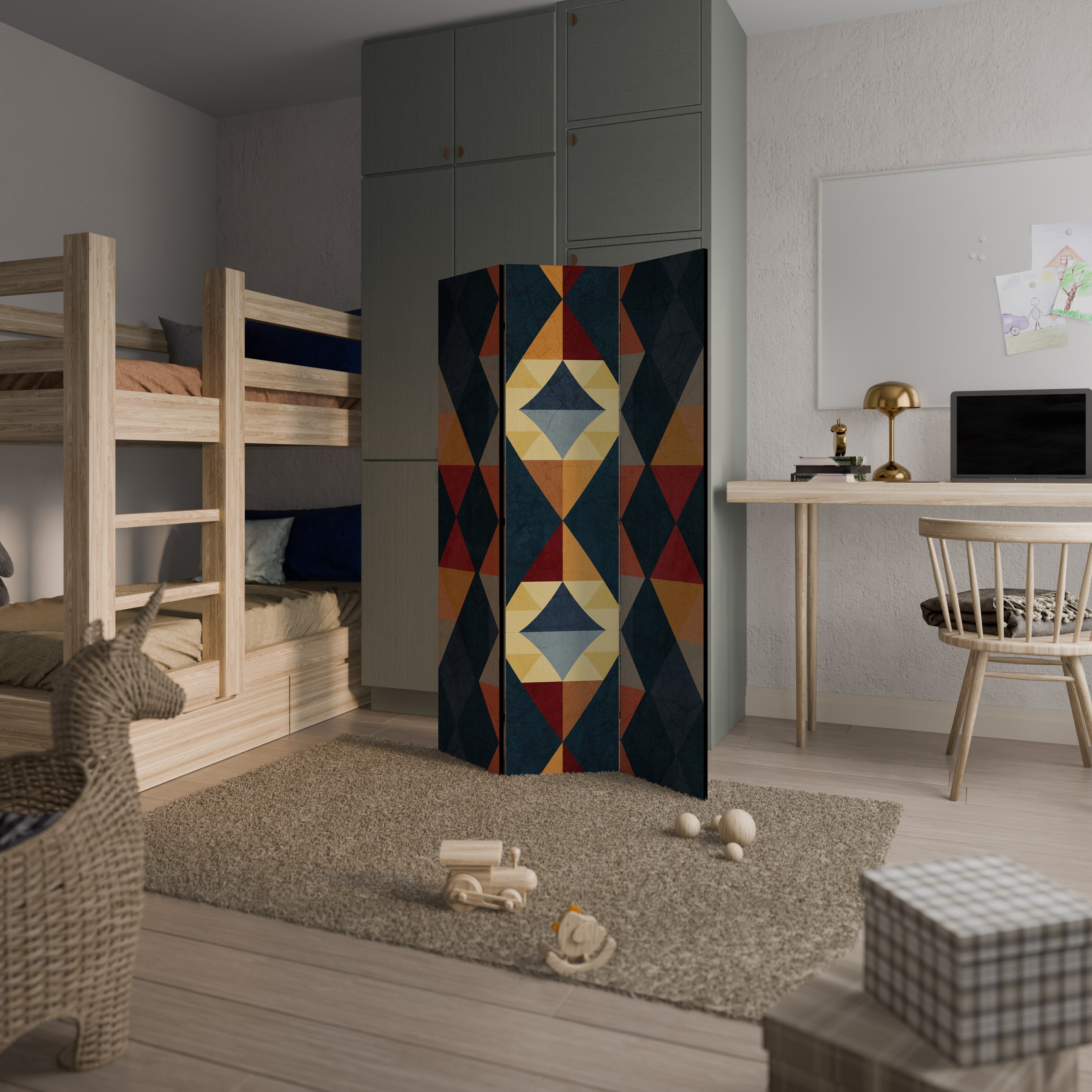 CRACKED ILLUSION Decorative 3-Panel Room Divider