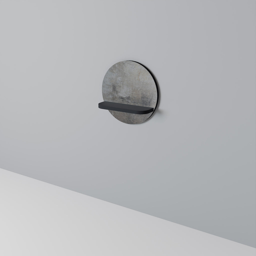 CONCRETE WALL Round Art Shelf In Black Finish