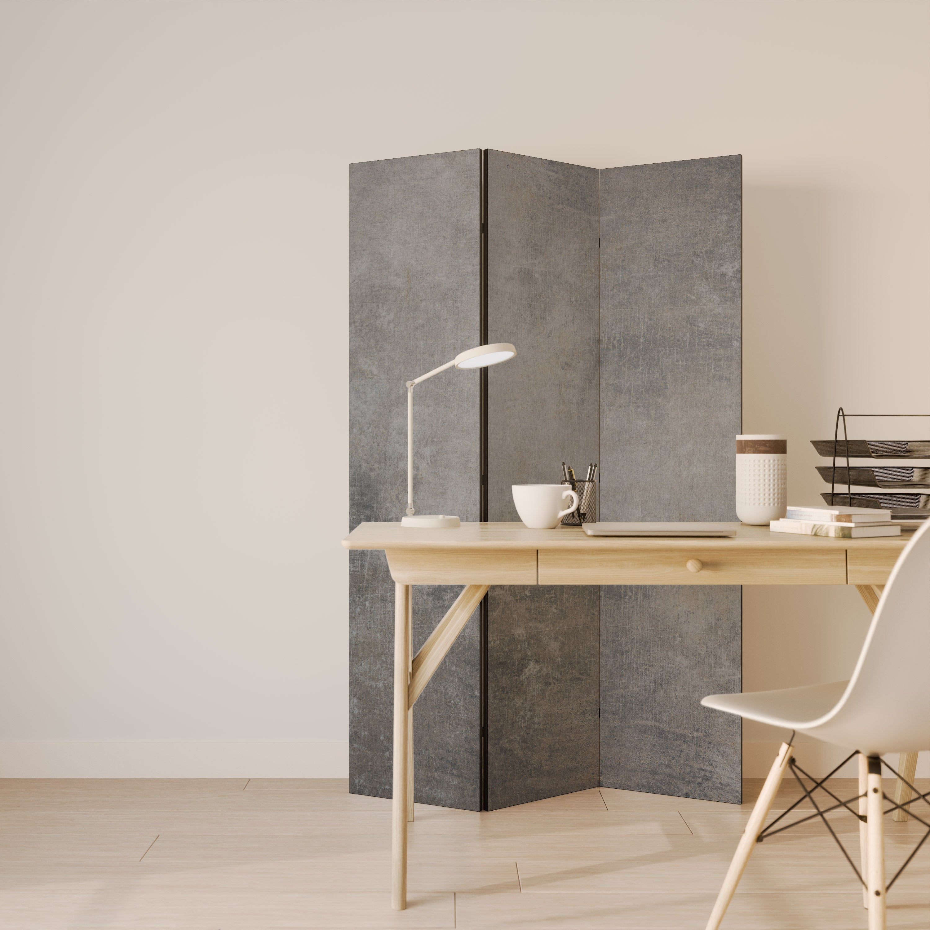CONCRETE WALL Decorative 3-Panel Room Divider