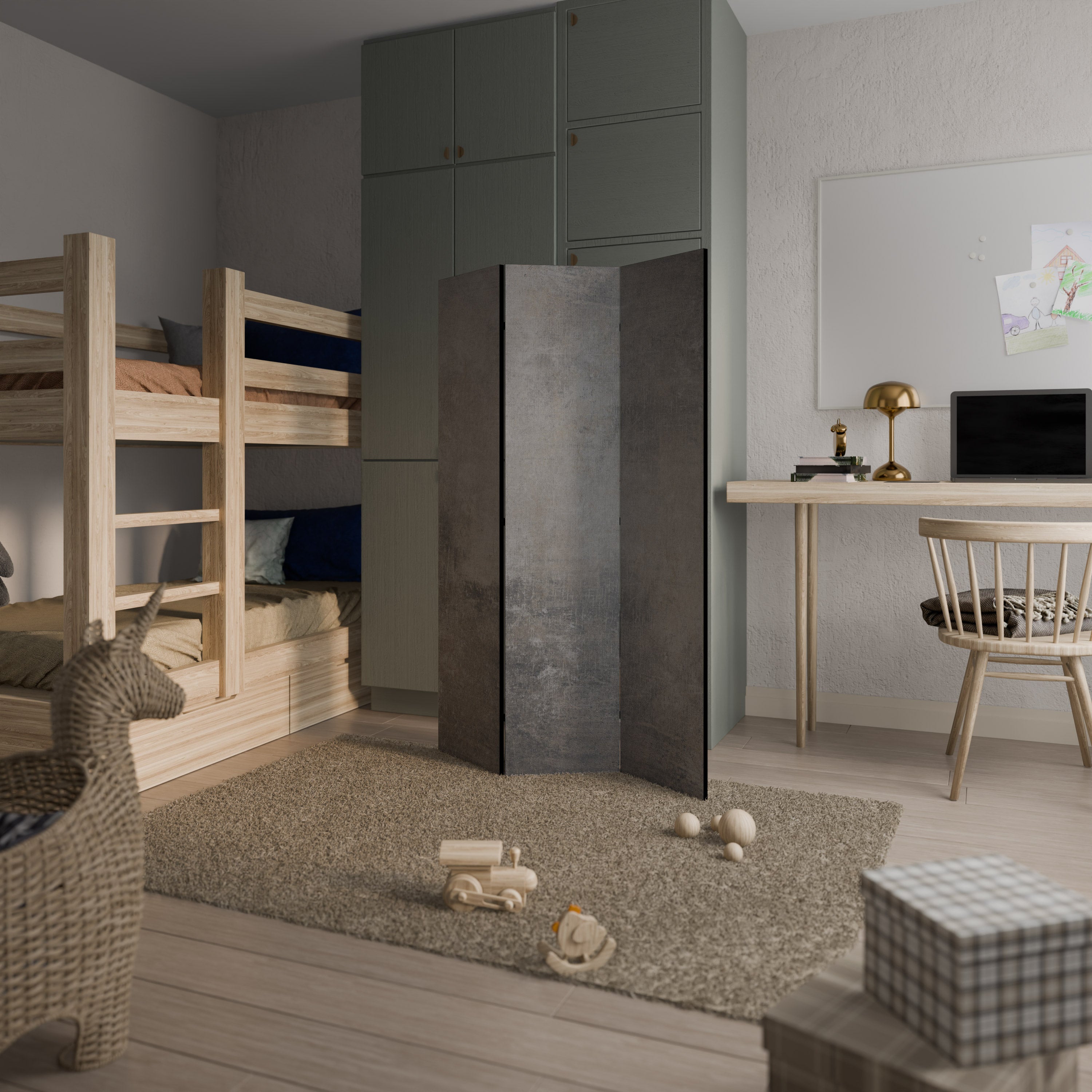 CONCRETE WALL Decorative 3-Panel Room Divider