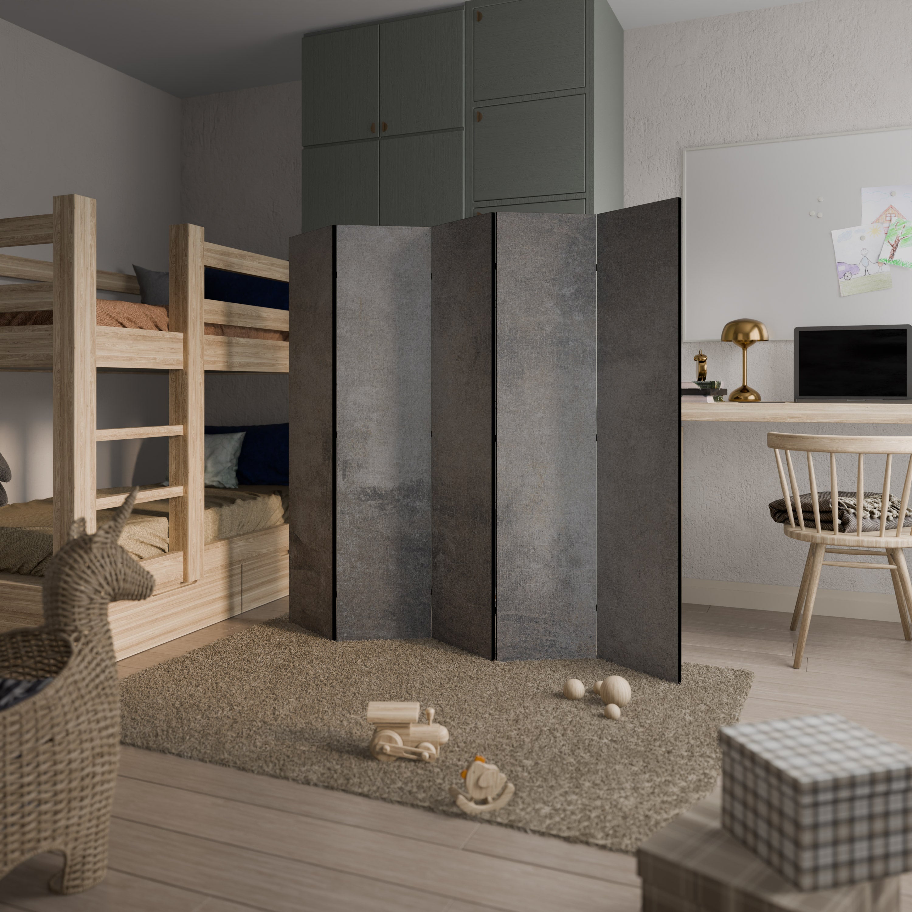 CONCRETE WALL 5-Panel Room Divider