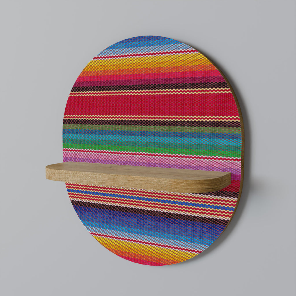 ETHNIC MEXICAN Oval Art Shelf In Oak Effect