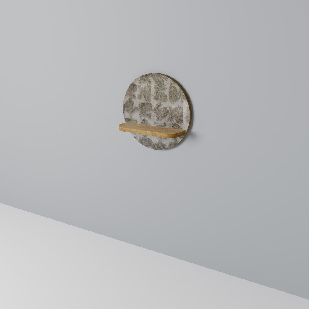SLIGHTLY BLURRED Round Art Shelf In Oak Effect