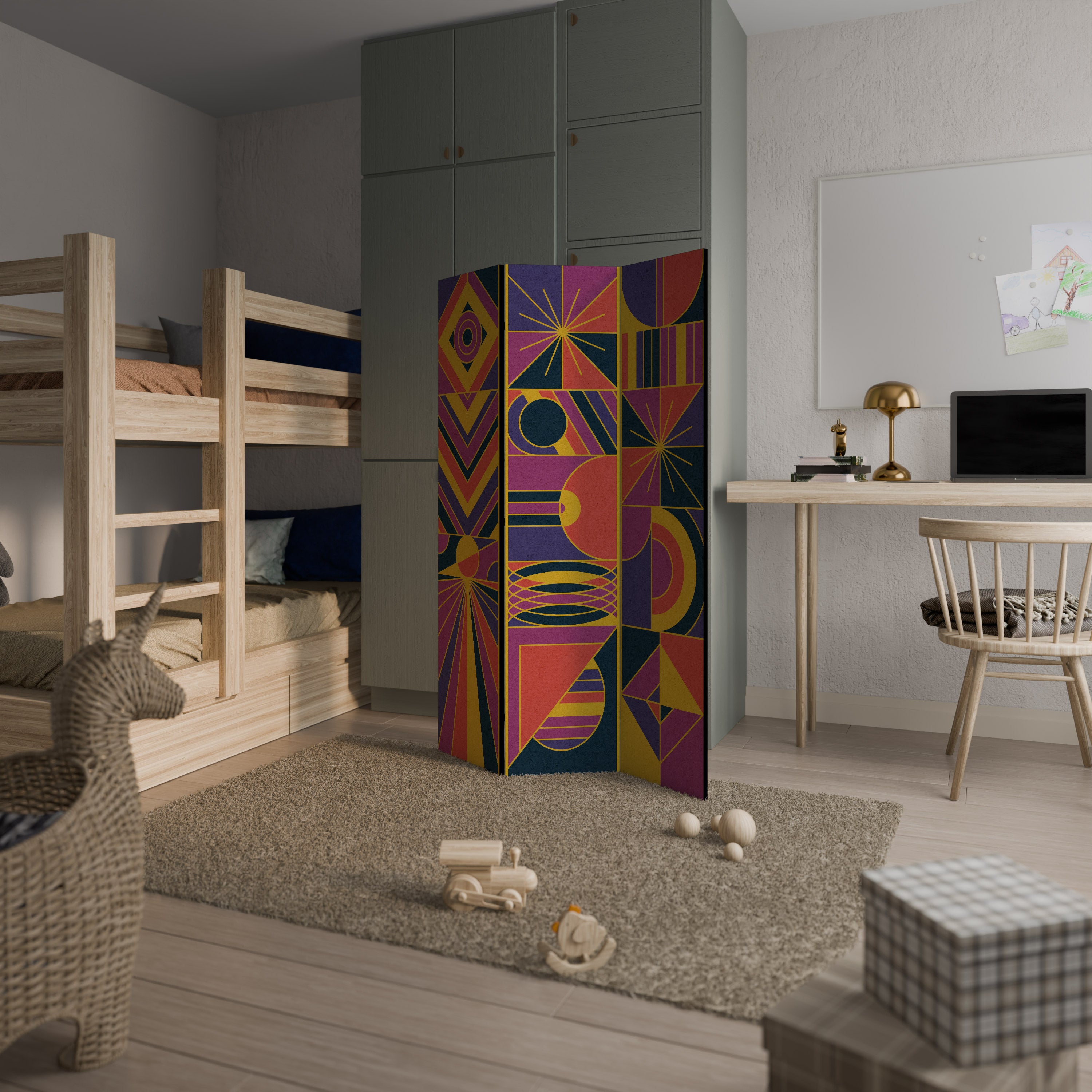 ELECTRIC PATTERNS 3-Panel Room Divider