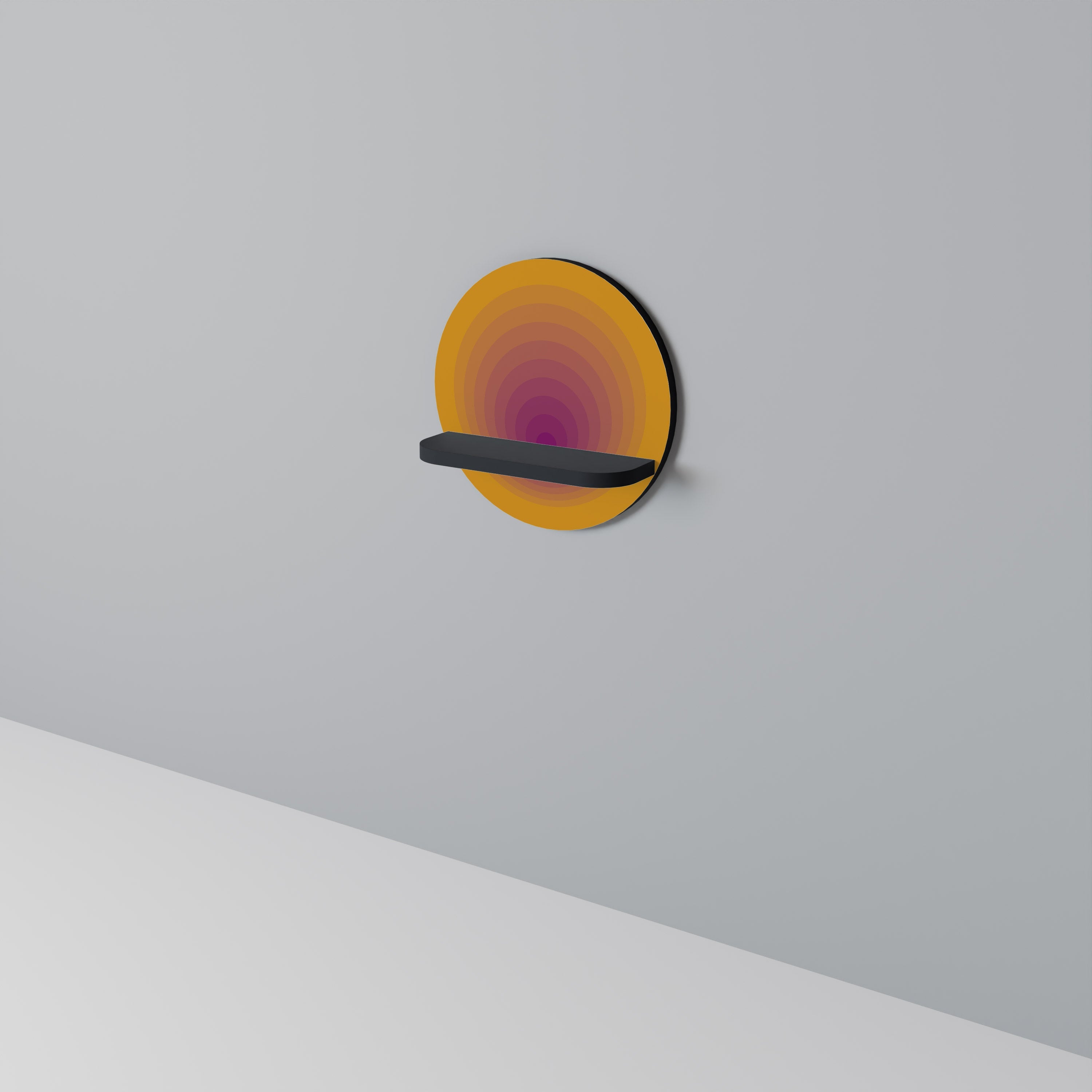 BLUSH GRADIENT Round Art Shelf In Black Finish