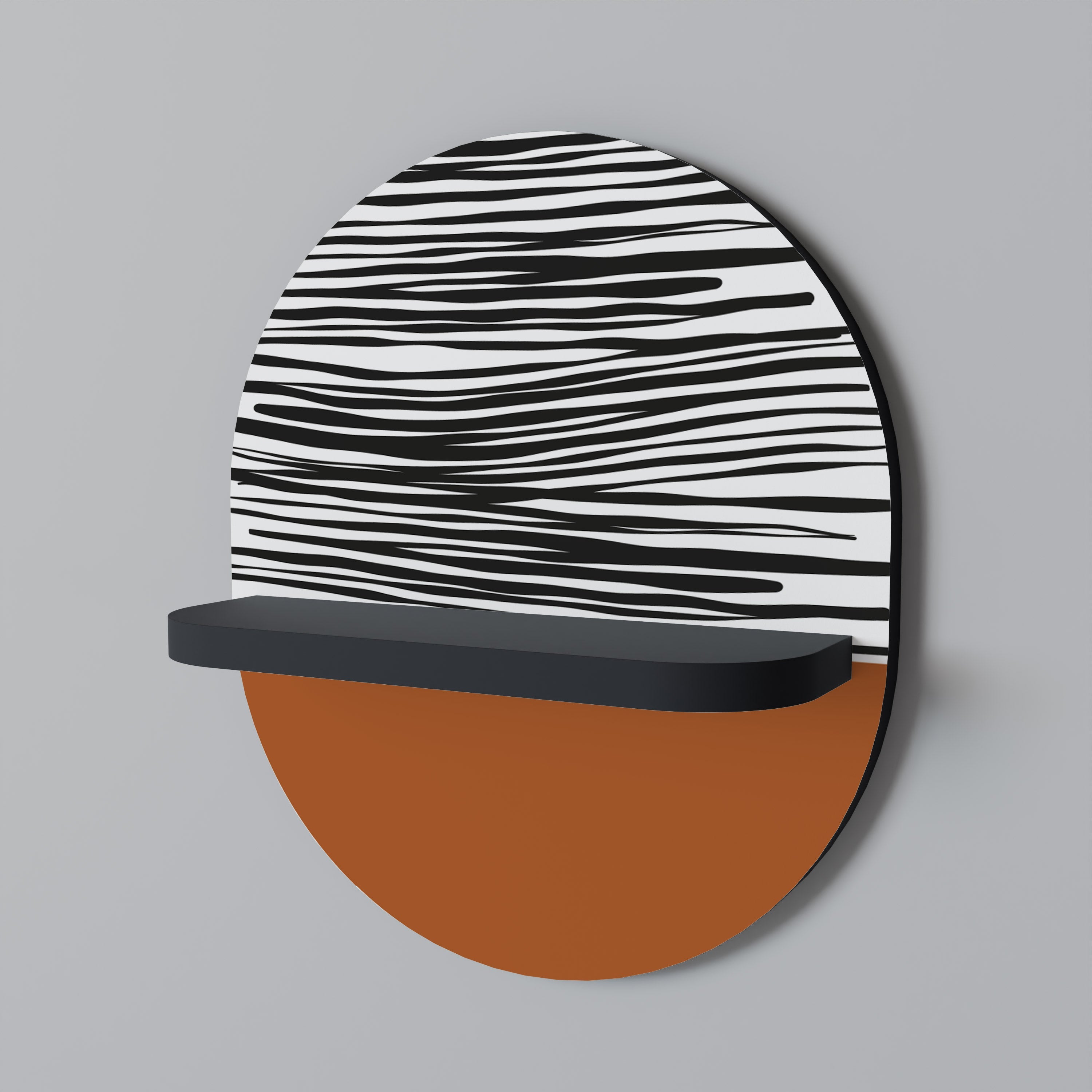 Οβάλ Ράφι Τέχνης RADIANT ZEBRA σε Μαύρο Φινίρισμα