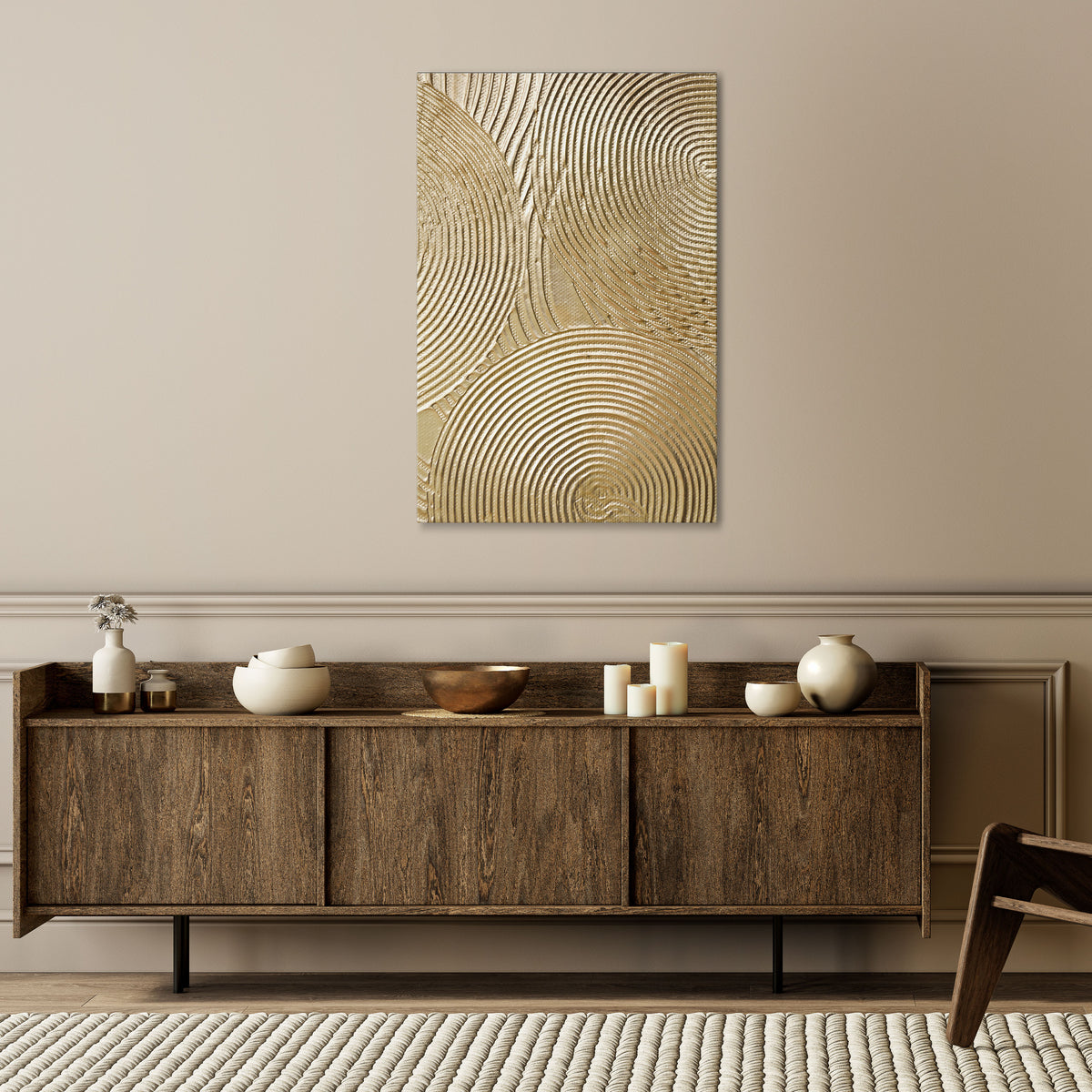 GOLDEN WAVES UNFOLD Κατακόρυφος Πίνακας σε Καμβά