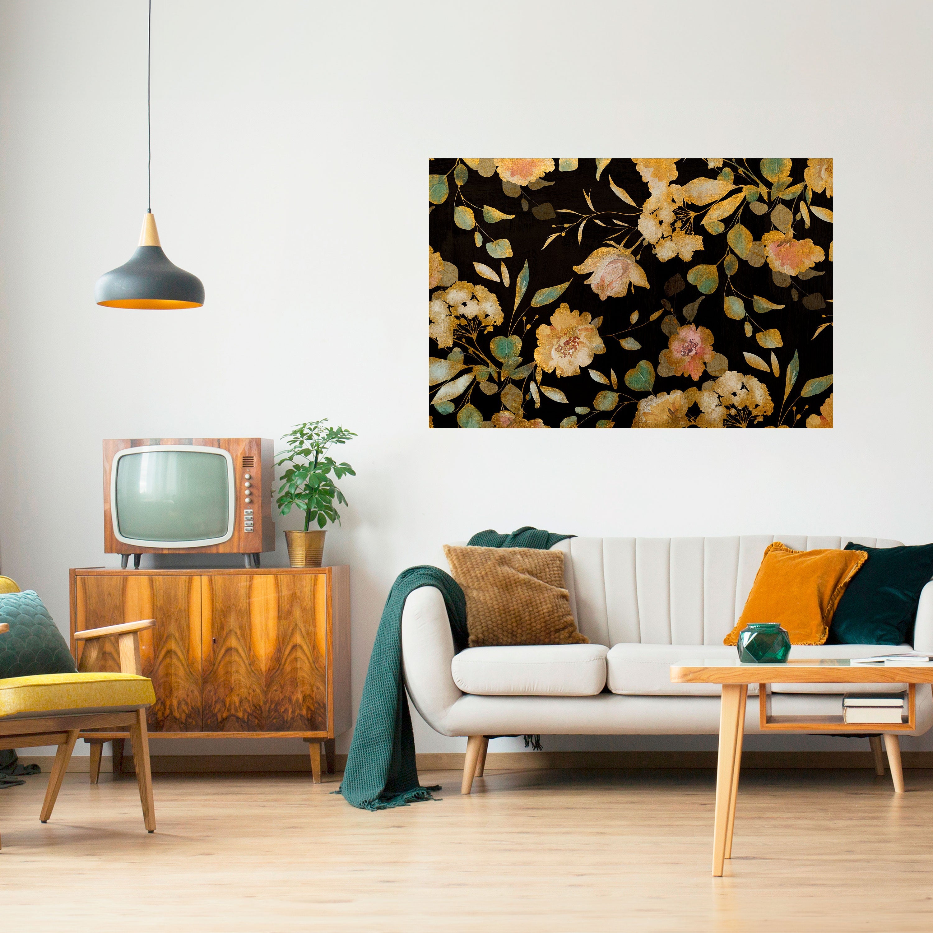MODEST FLORAL Οριζόντια αφίσα με ξεφλουδισμένο και κολλημένο σχέδιο