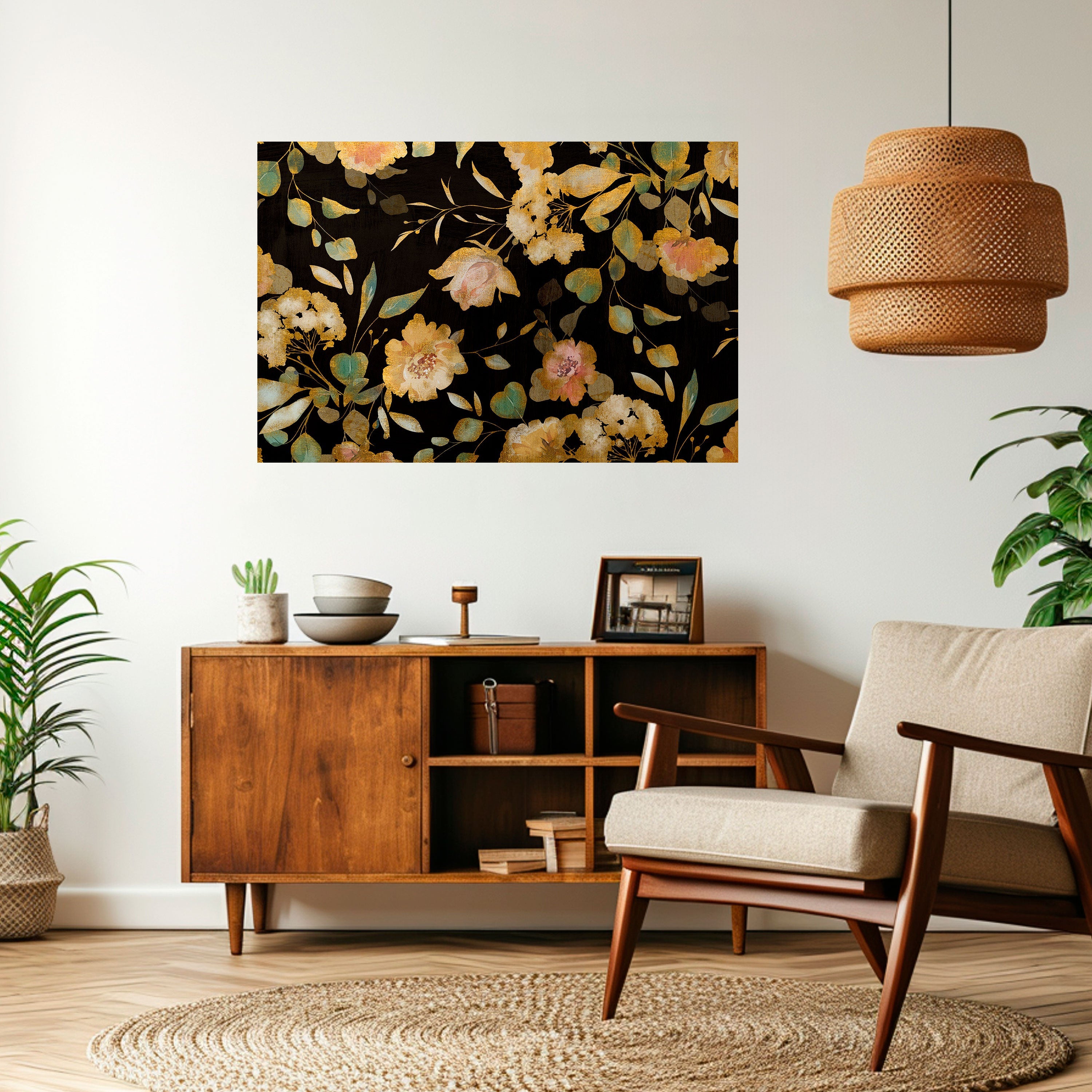MODEST FLORAL Οριζόντια αφίσα με ξεφλουδισμένο και κολλημένο σχέδιο