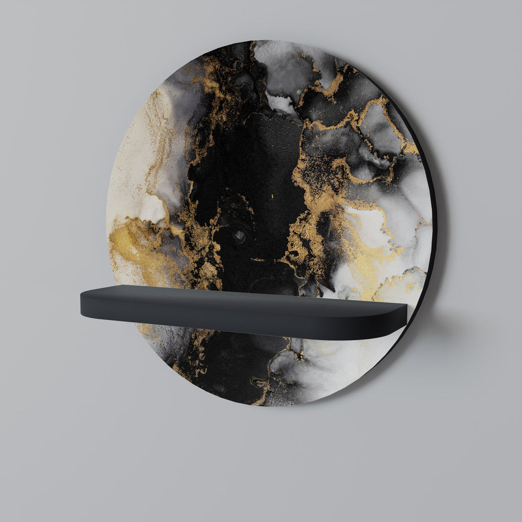 Στρογγυλό ράφι τέχνης MARBLE OF TOMMORROW σε μαύρο φινίρισμα