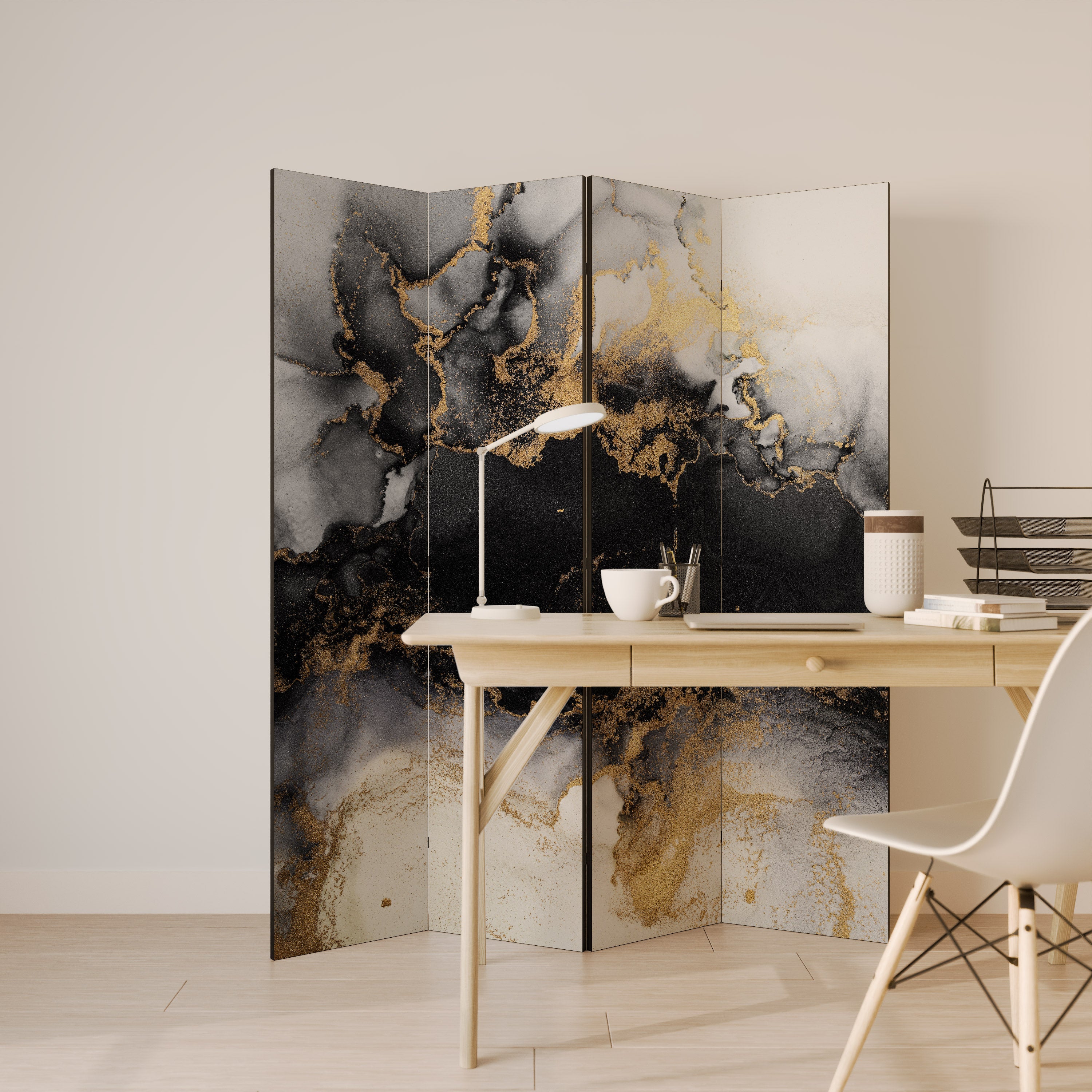 MARBLE OF TOMMORROW 4-Panel Room Divider