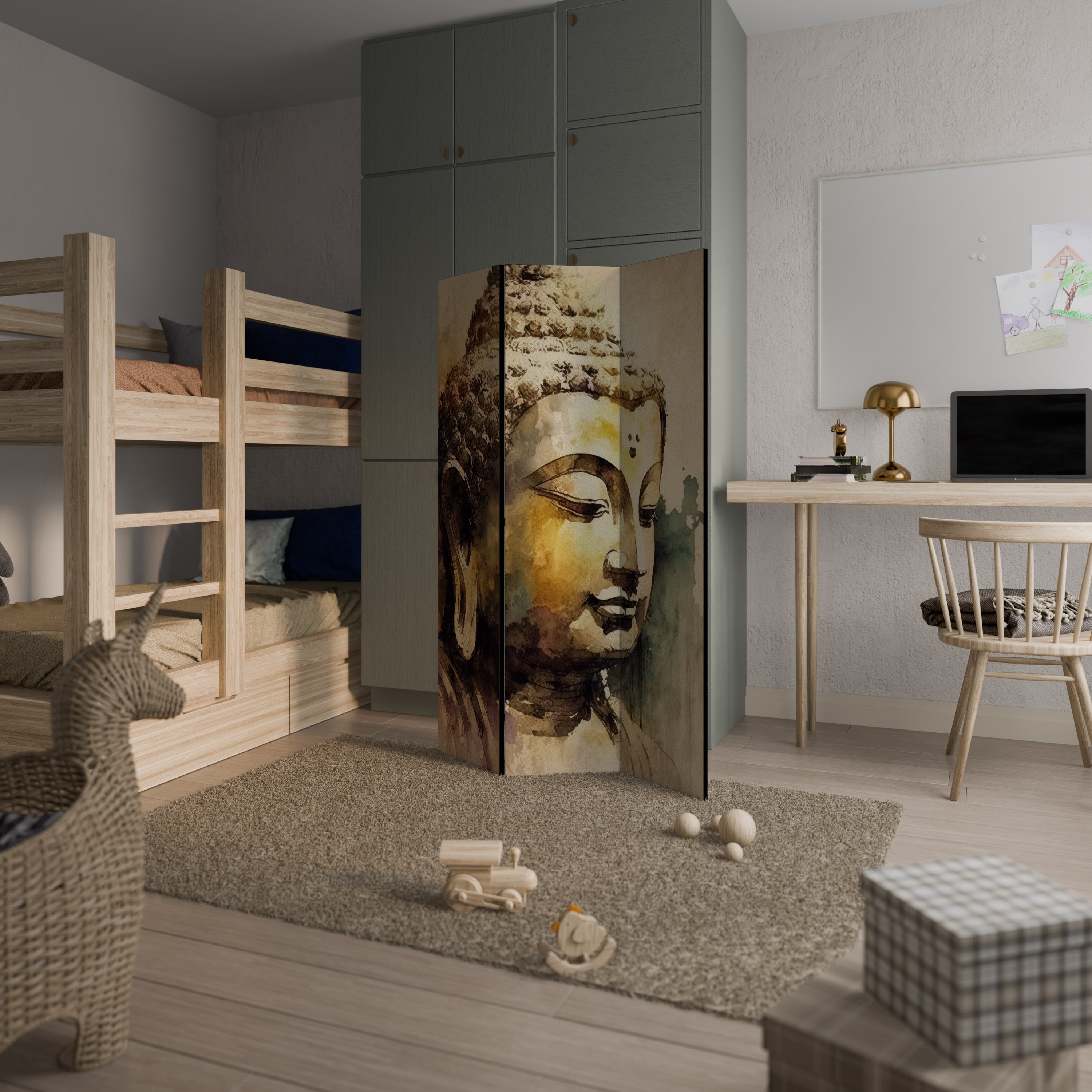 TRANQUIL BUDDHA WHISPERS Decorative 3-Panel Room Divider