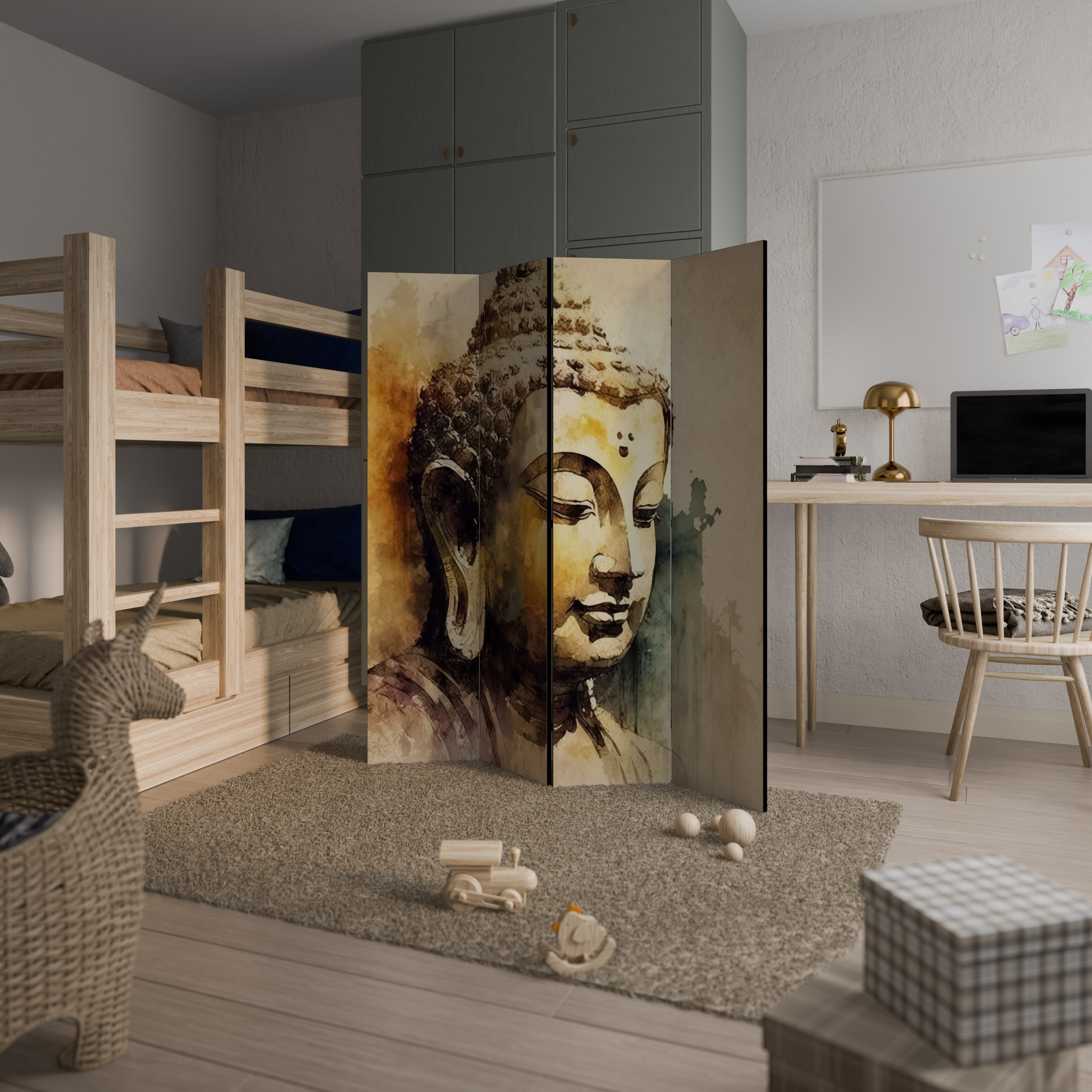 Διακοσμητικό διαχωριστικό δωματίου TRANQUIL BUDDHA WHISPERS 4 πάνελ