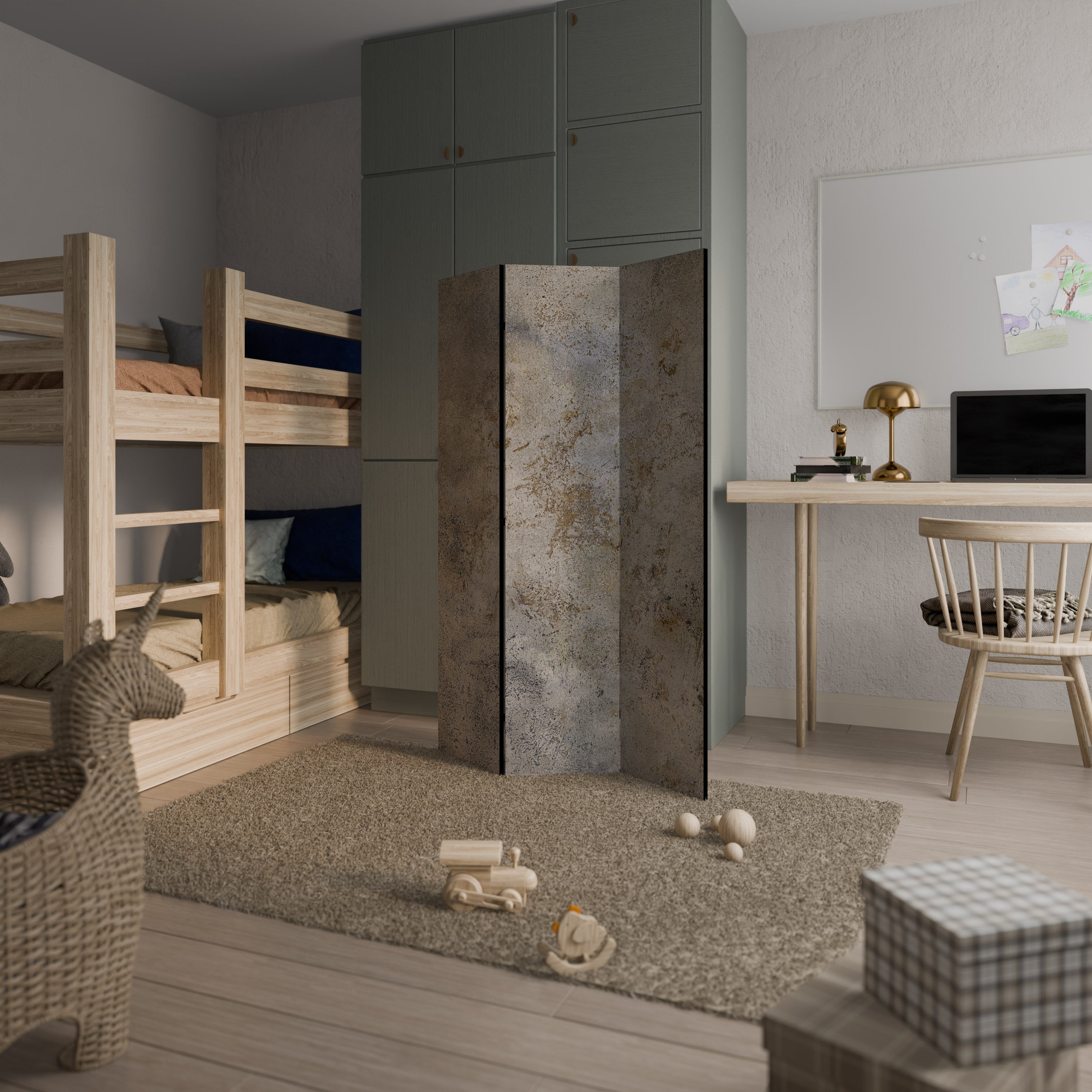 ABSTRACT EARTH CANVAS Διακοσμητικό παραβάν με 3 πάνελ