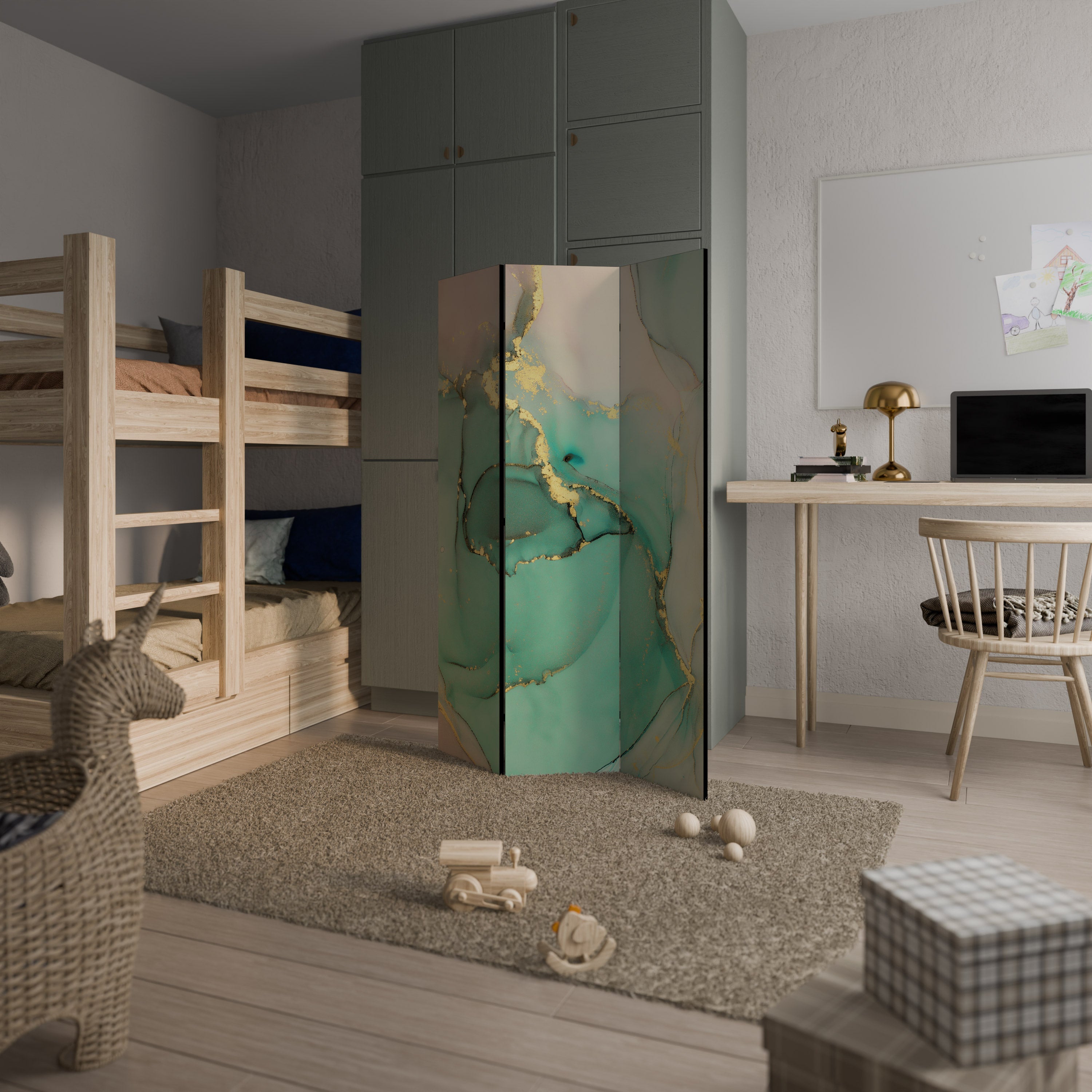MARBLEIZED MYSTIQUE Decorative 3-Panel Room Divider