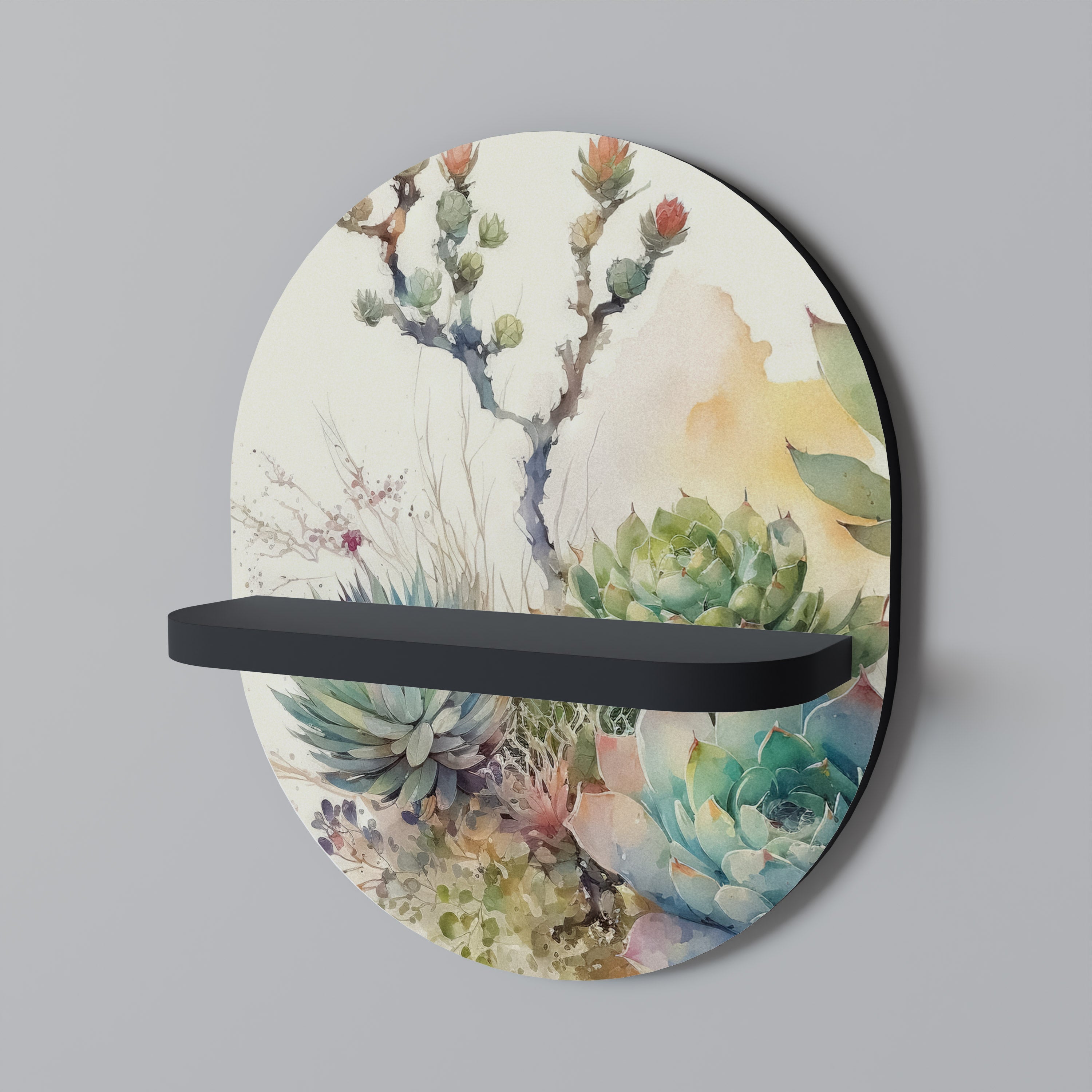 Οβάλ Ράφι SUCCULENT WHIMSY σε Μαύρο Φινίρισμα
