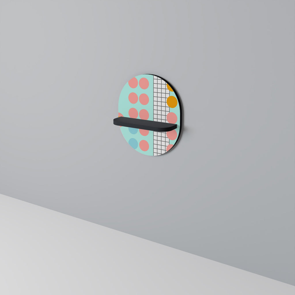 Οβάλ Ράφι Τέχνης RETRO GRID σε Μαύρο Φινίρισμα