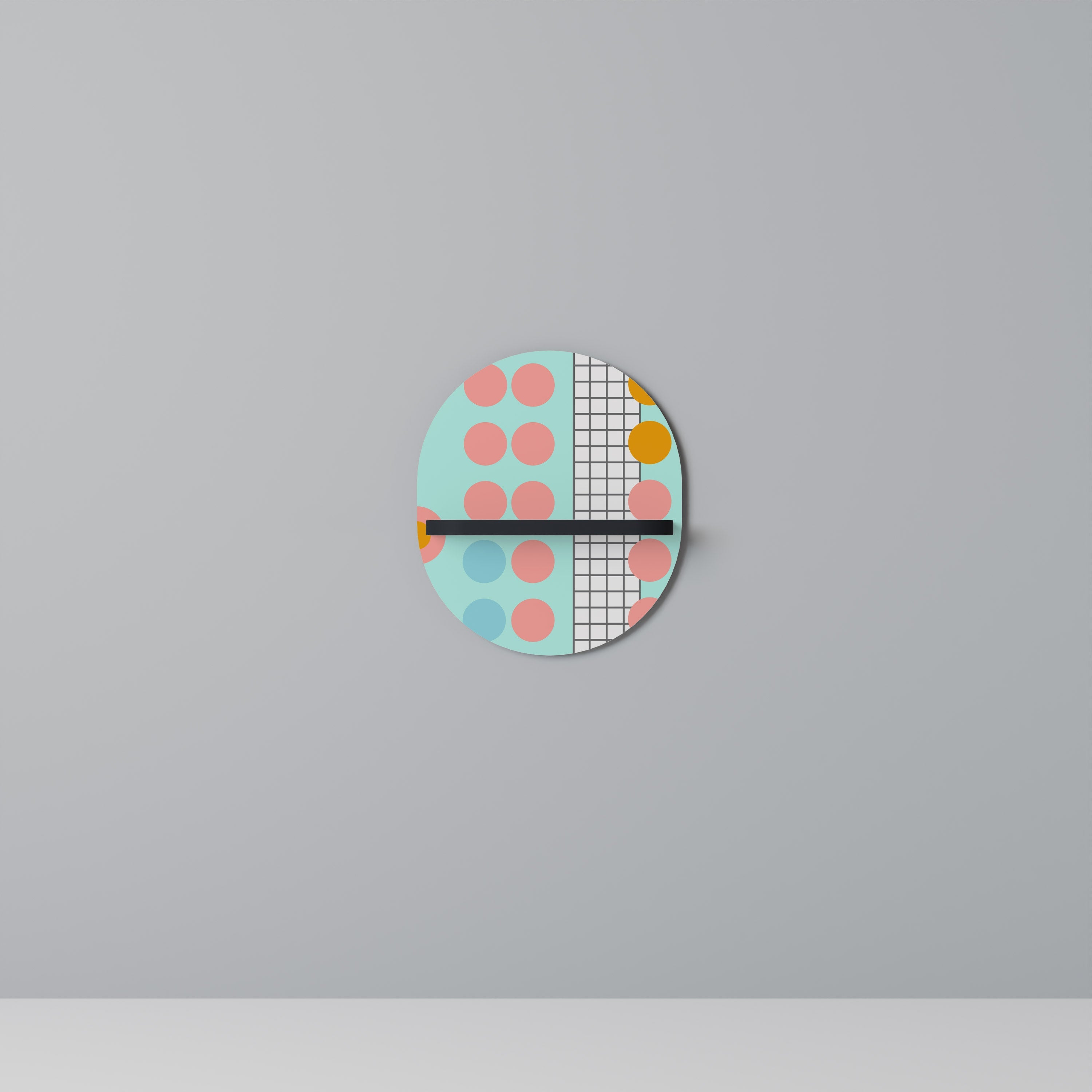 Οβάλ Ράφι Τέχνης RETRO GRID σε Μαύρο Φινίρισμα