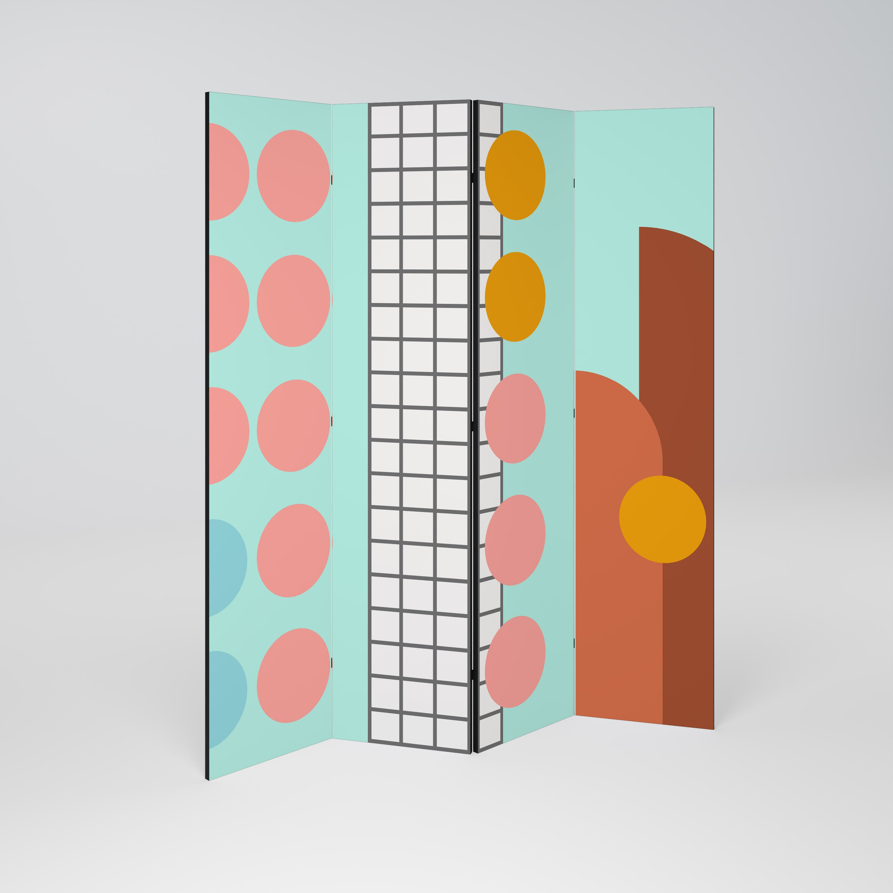 RETRO GRID Παραβάν με 4 πάνελ