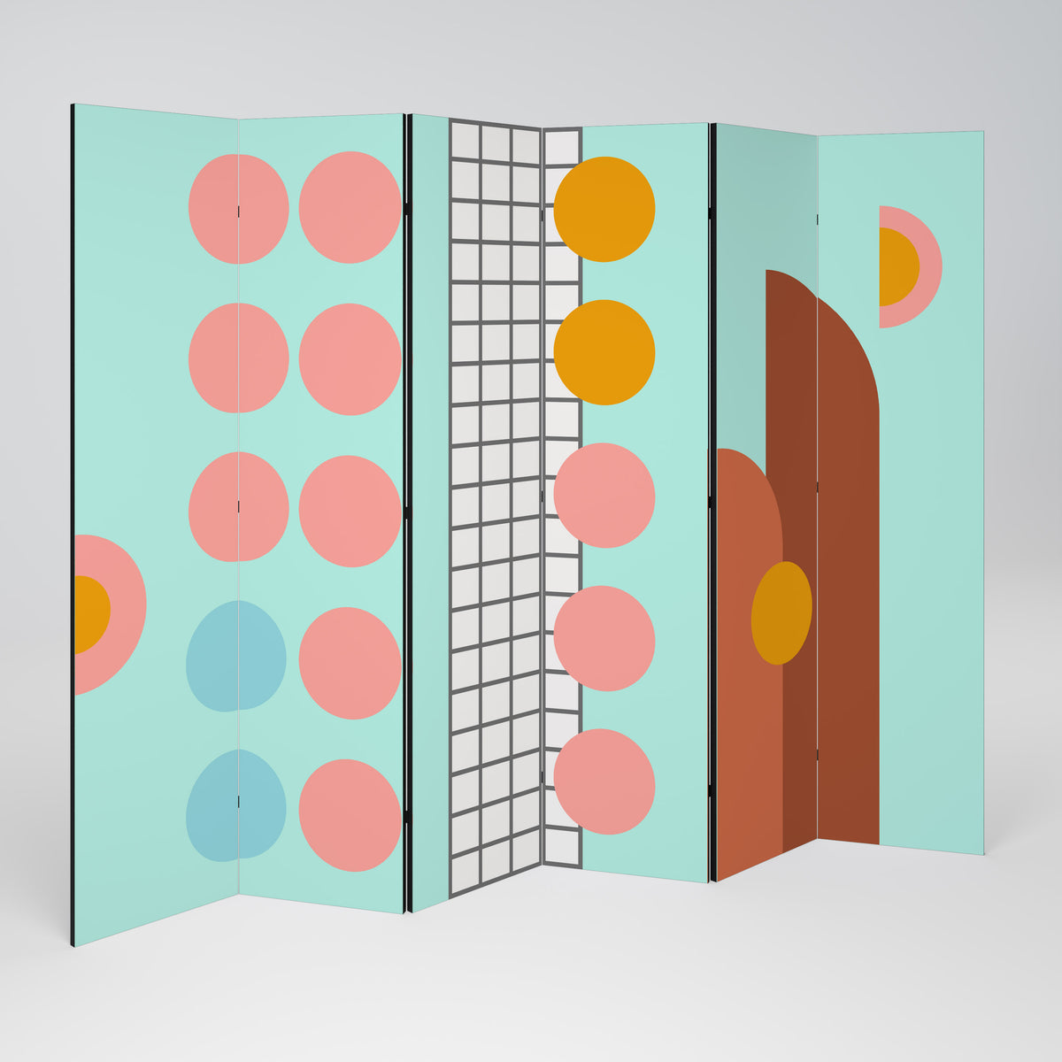 RETRO GRID 6-Panel Room Divider