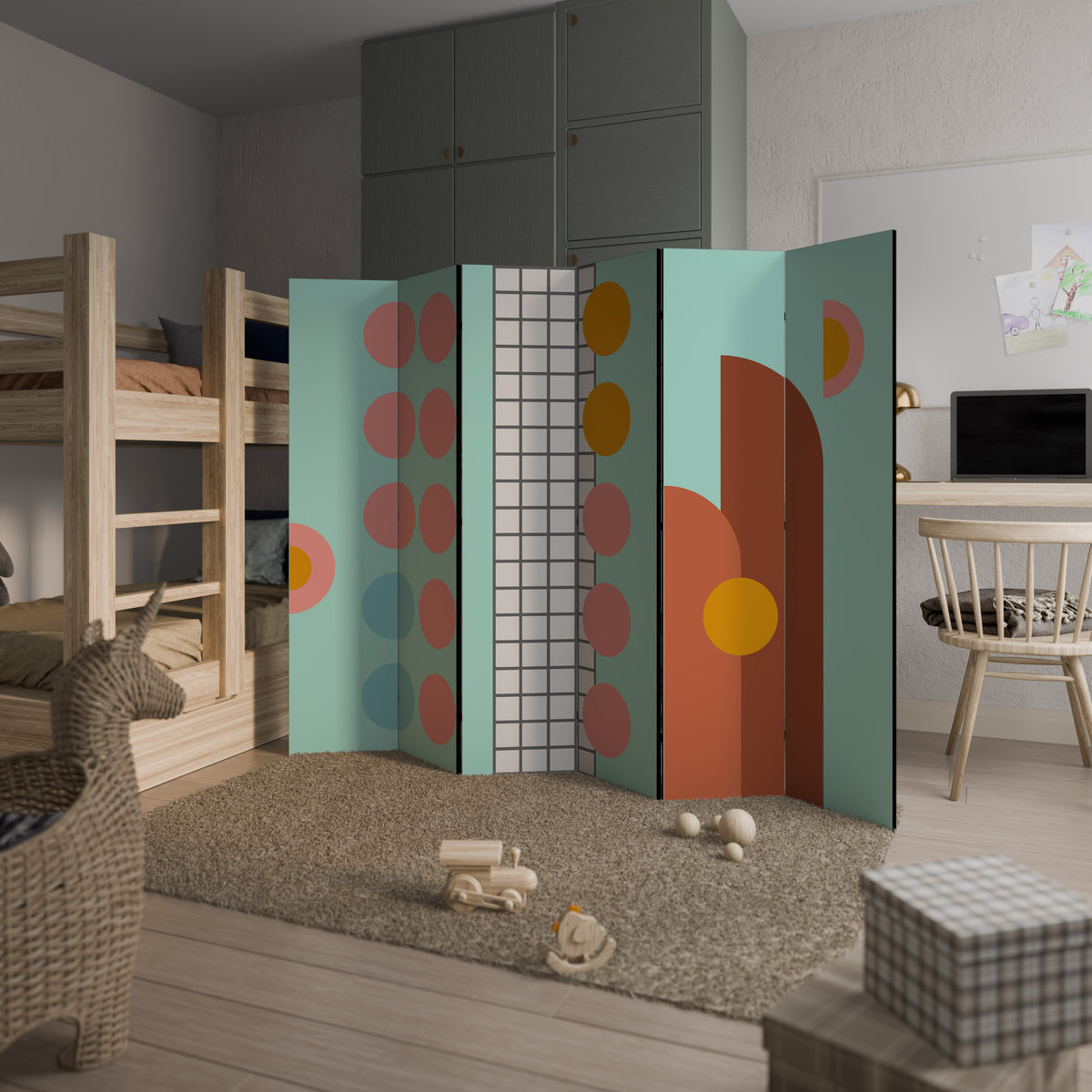 RETRO GRID 6-Panel Room Divider