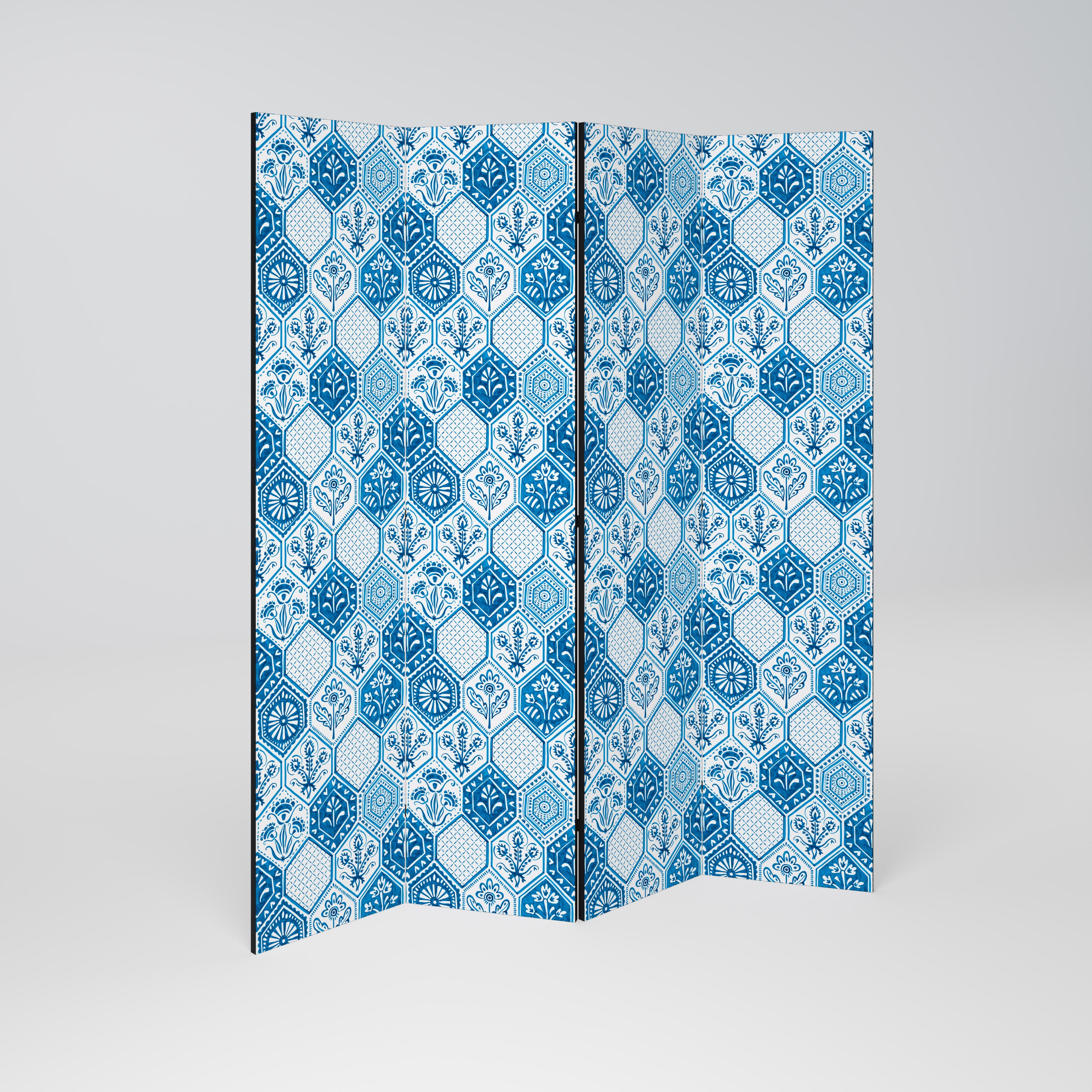 AQUATIC HEXAGON DREAM 4-Panel Room Divider