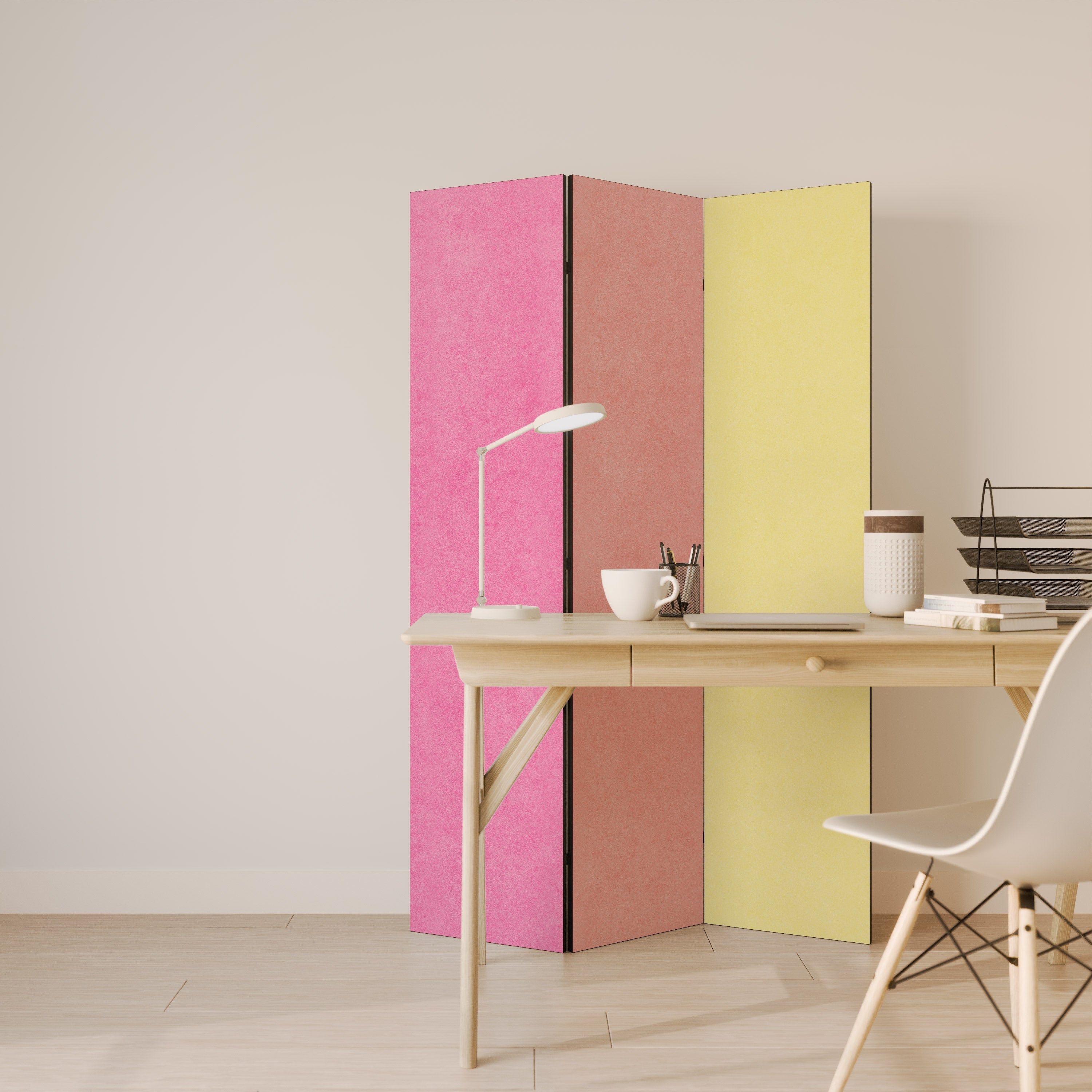 LIKE A ROLLING SHADE Decorative 3-Panel Room Divider