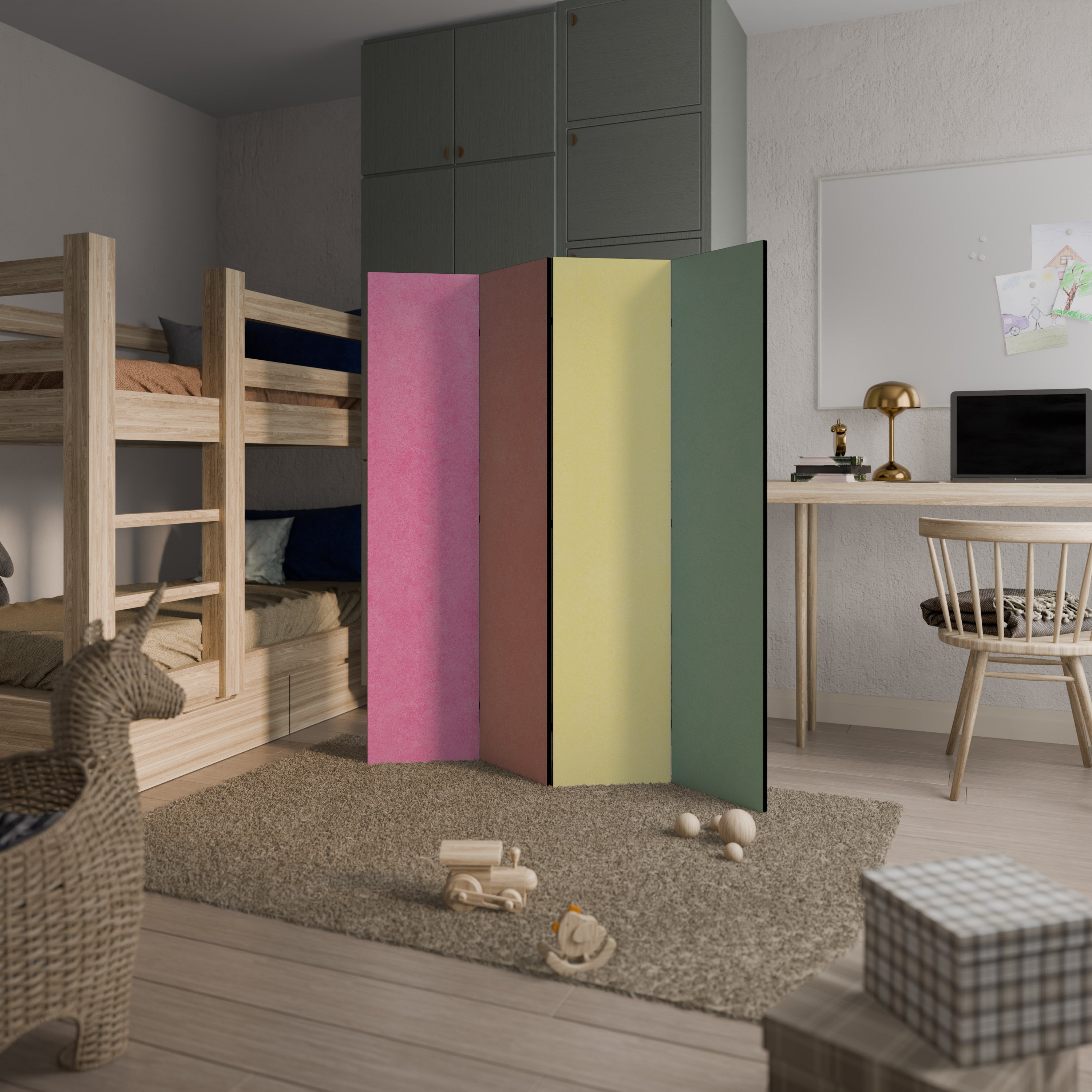 LIKE A ROLLING SHADE 4-Panel Room Divider