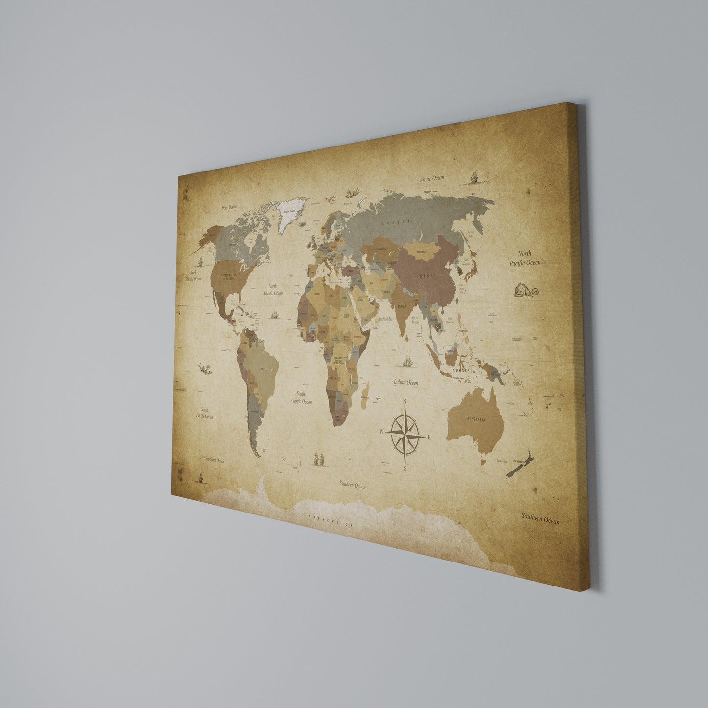 ANCIENT VOYAGER'S MAP Horizontal Canvas Print
