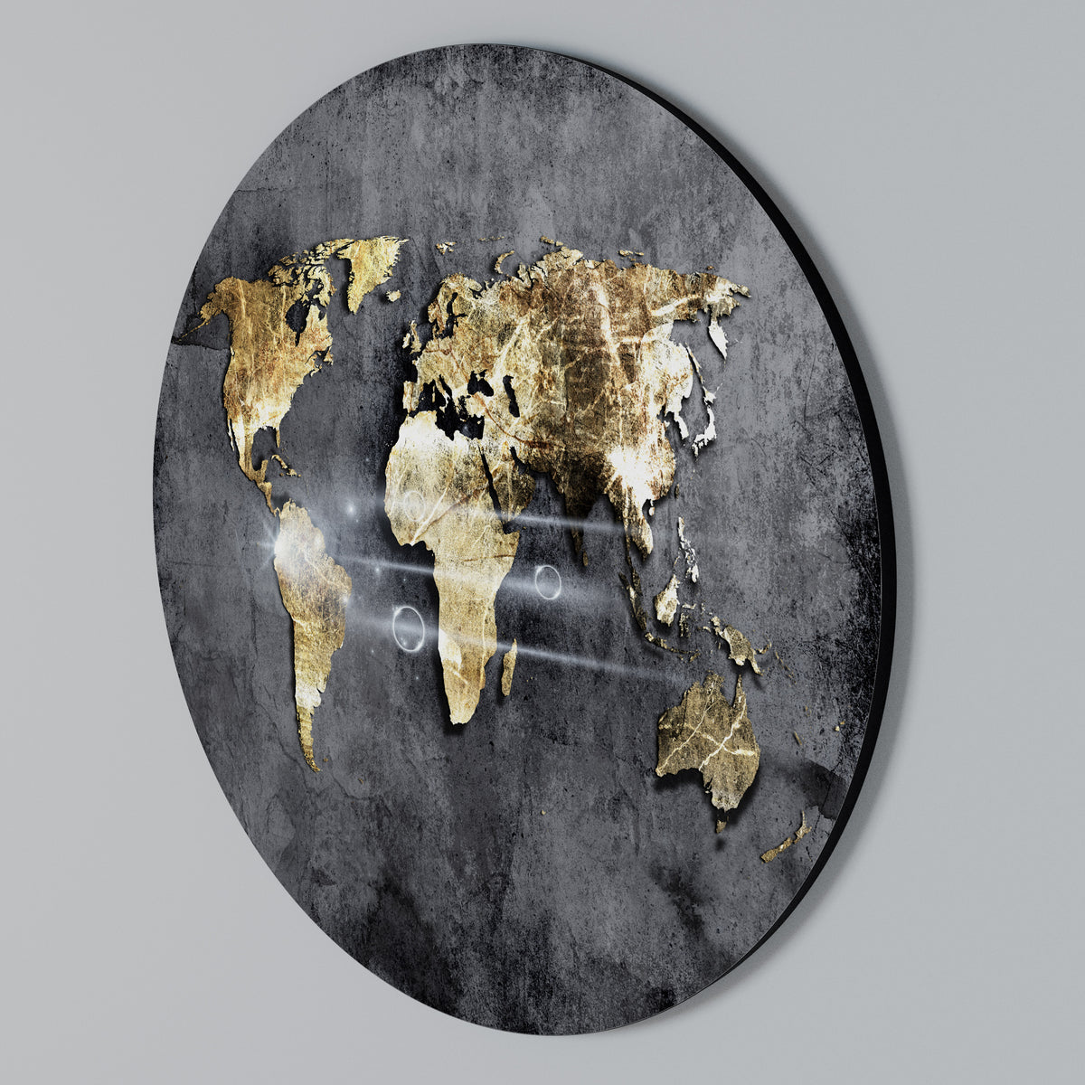 SHIMMERING EARTH MAP Στρογγυλός πίνακας ζωγραφικής