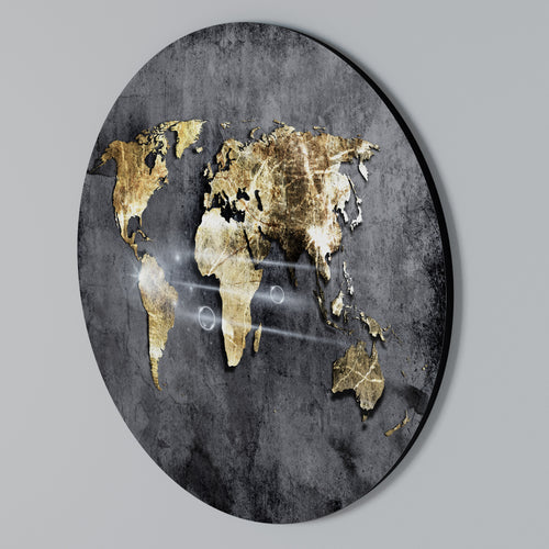 SHIMMERING EARTH MAP Στρογγυλός πίνακας ζωγραφικής