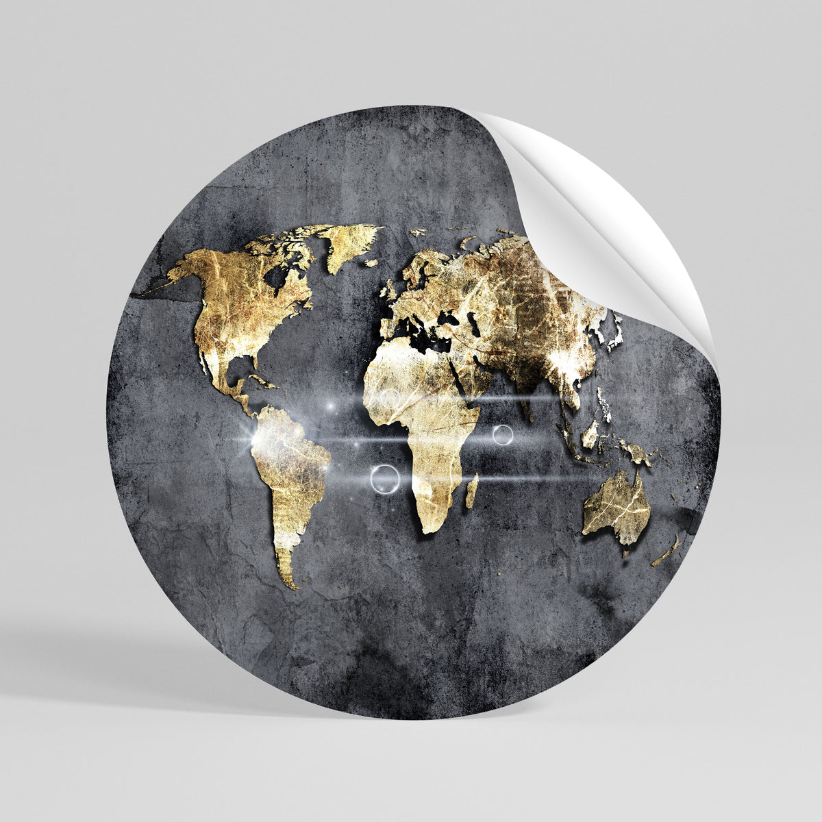 SHIMMERING EARTH MAP Αυτοκόλλητη Αφίσα στρογγυλή