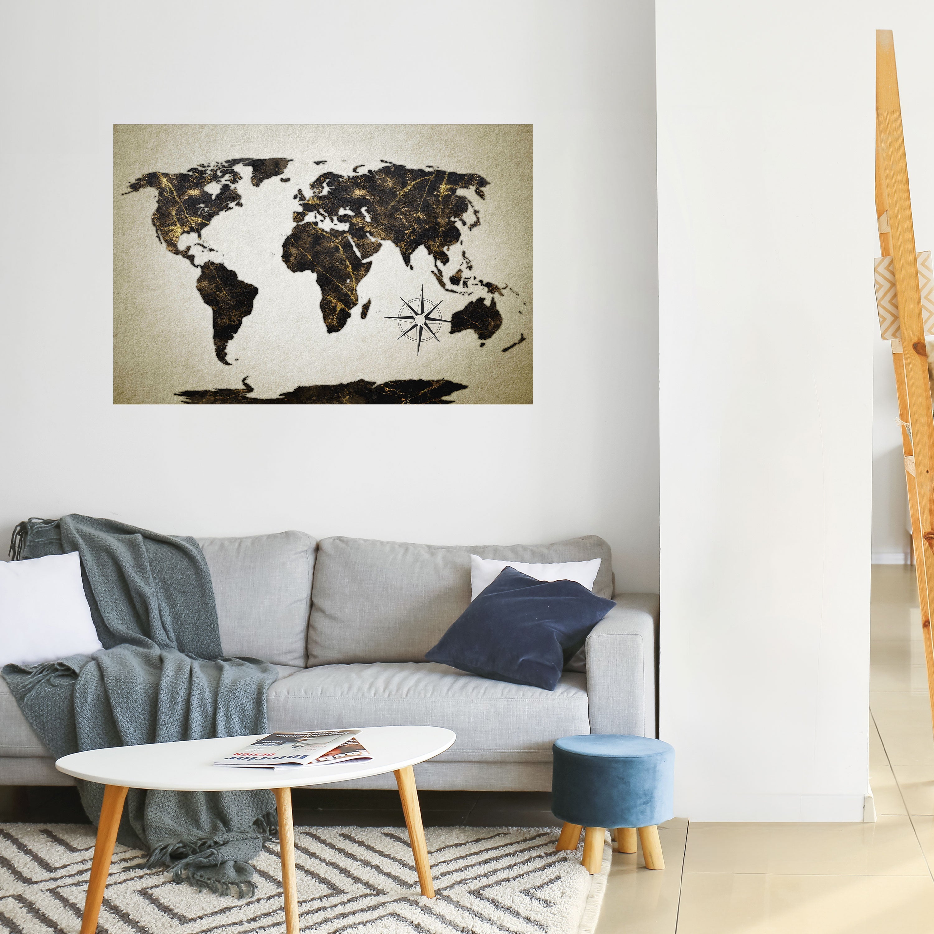 GOLDEN LINES GLOBE Οριζόντια αφίσα με δυνατότητα ξεφλουδίσματος και κολλήματος