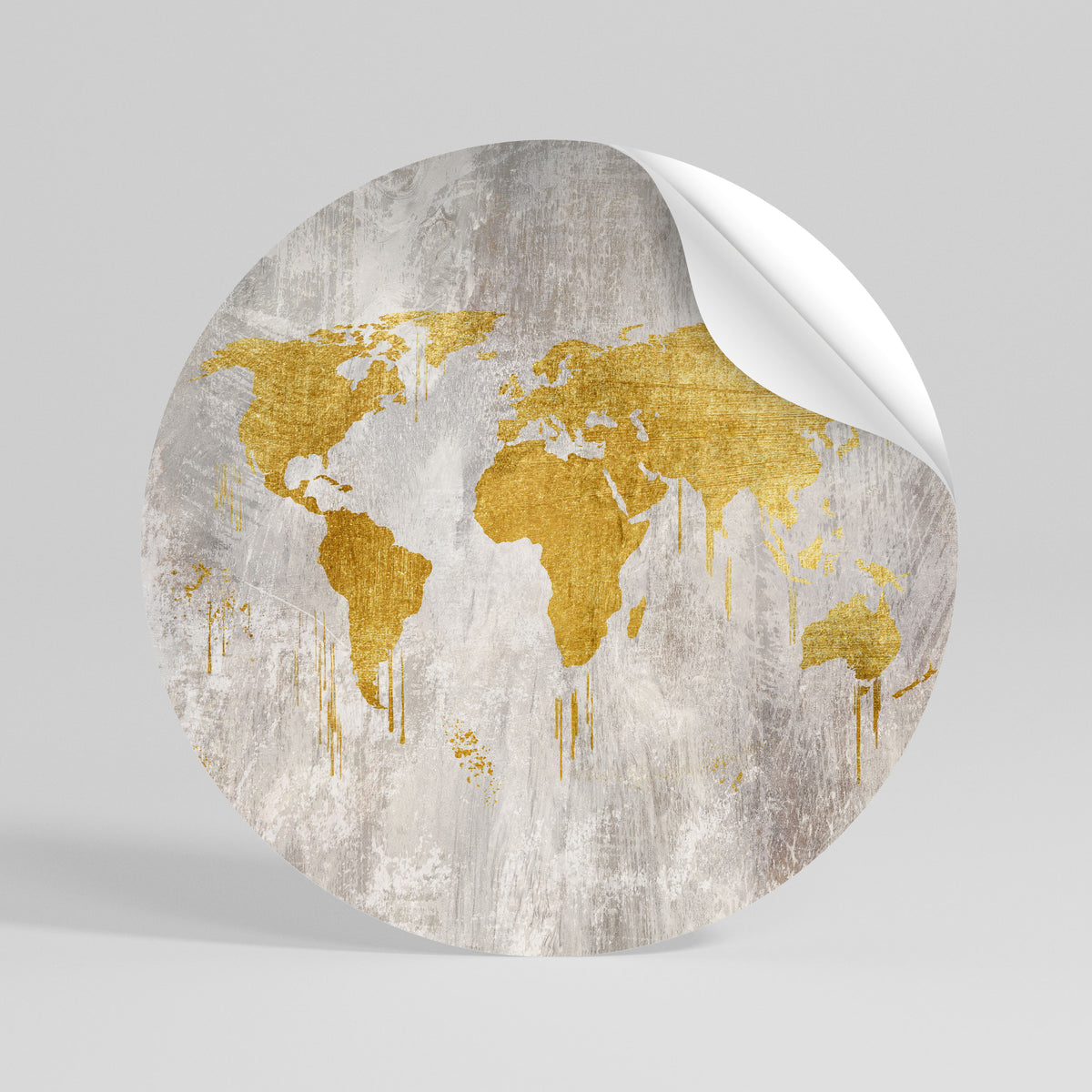 METALLIC WORLDVIEW MAP Αυτοκόλλητη Αφίσα στρογγυλή