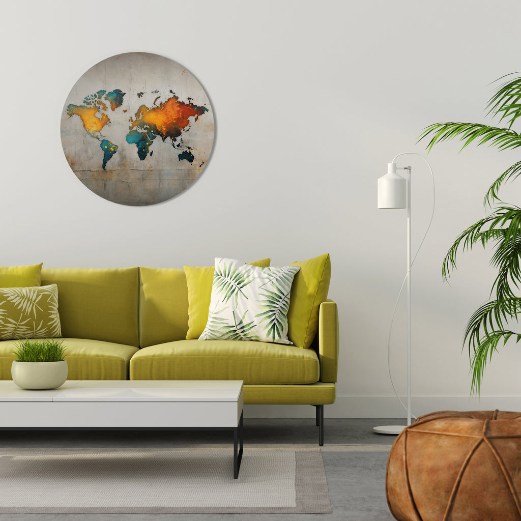 GLOBAL HUES EXPLORED Round Wall Art